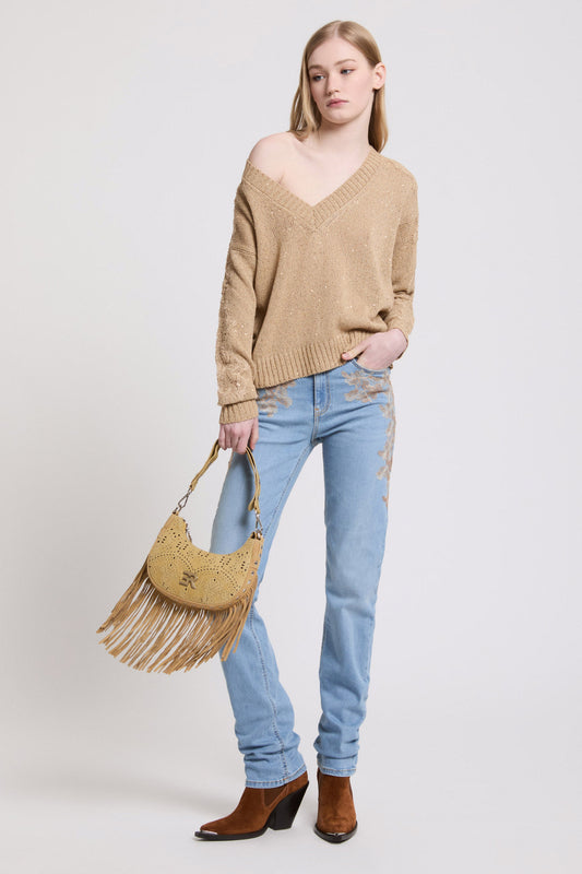 JEANS STRETCH CON PIZZO SFUMATO