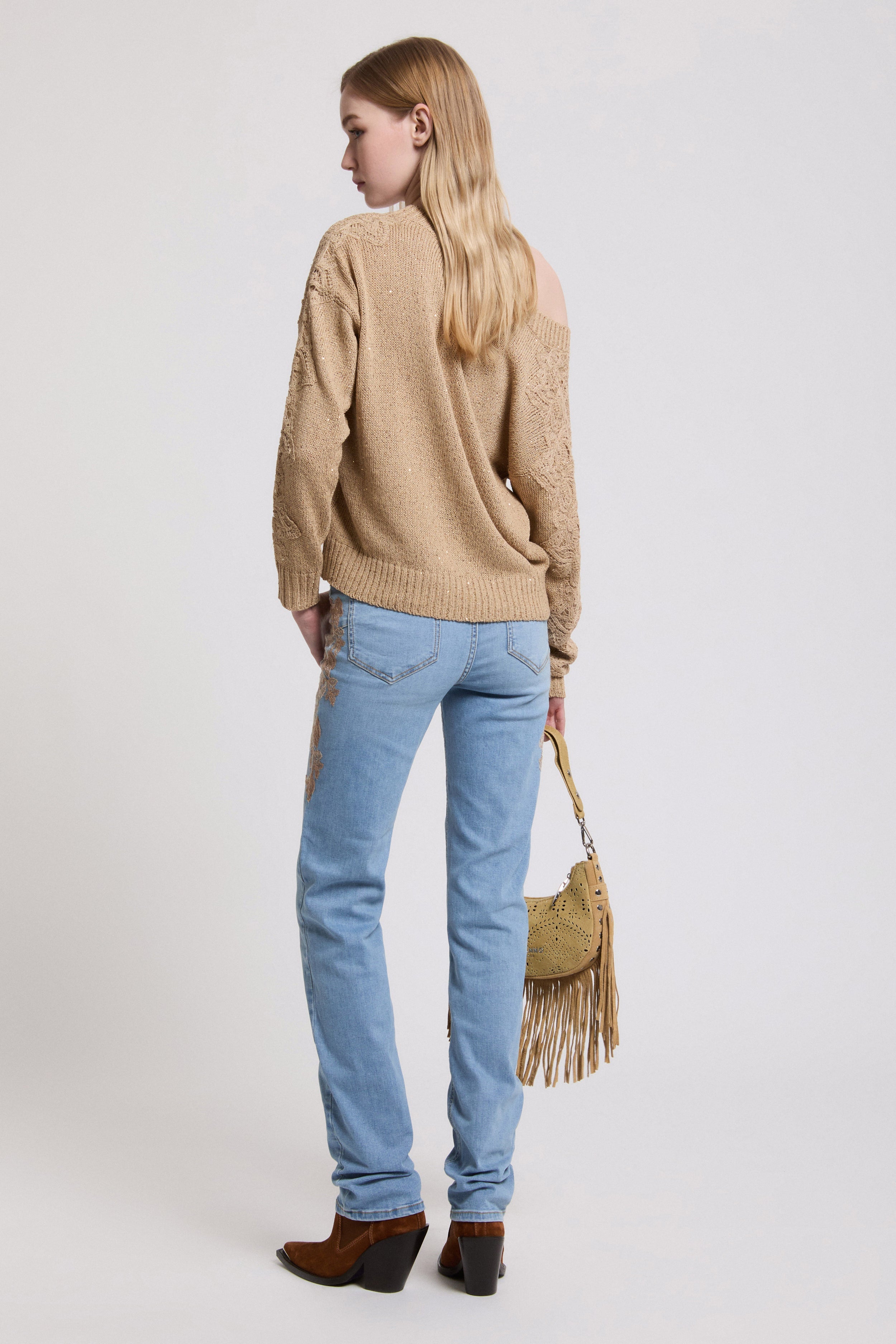 JEANS STRETCH CON PIZZO SFUMATO