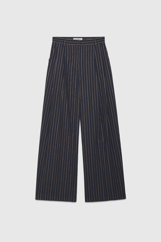 PINSTRIPE PANTS WITH GOLD DETAILS