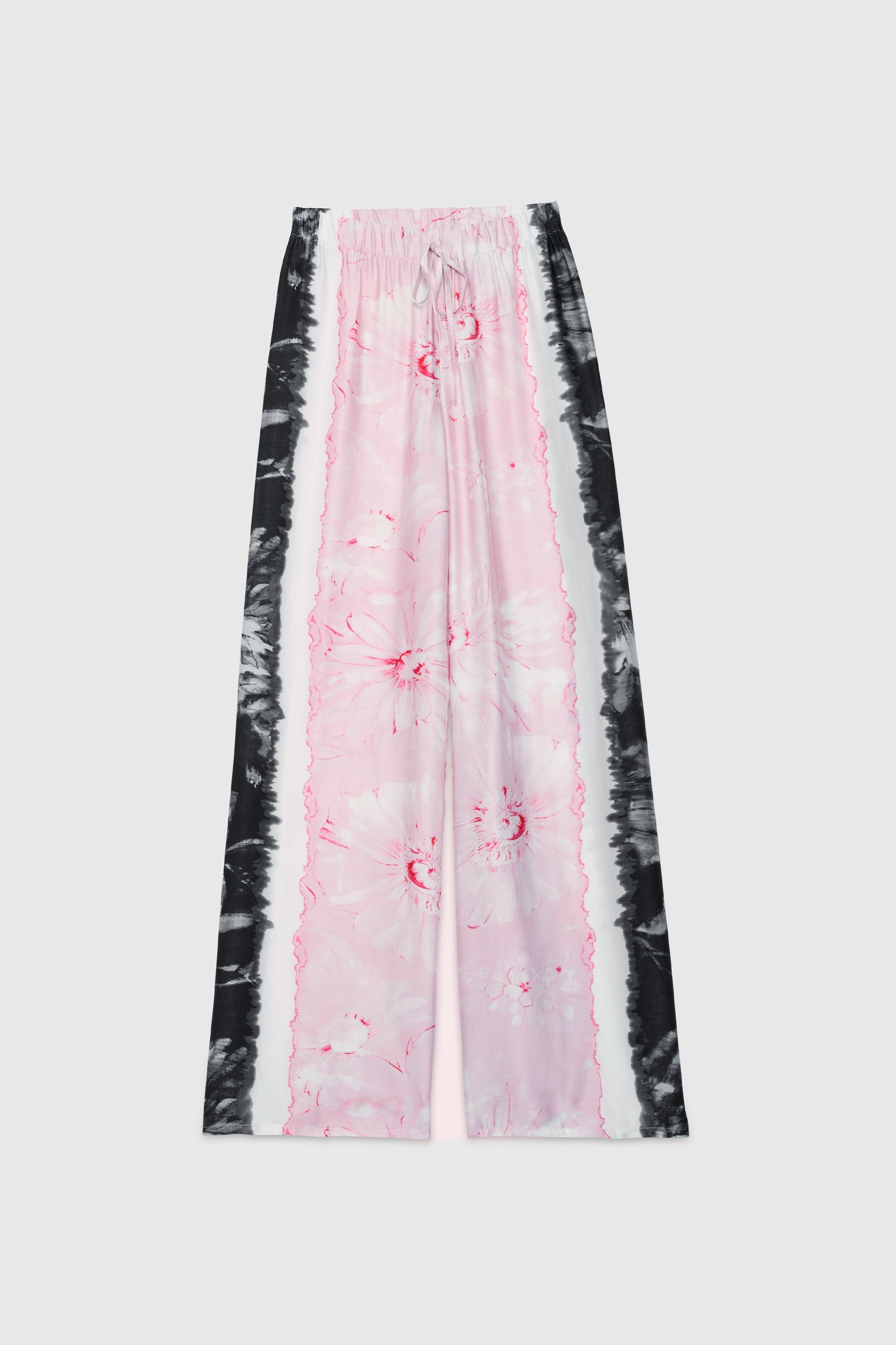 SATIN PRINTED PANTS WITH TIE&DYE EFFECT