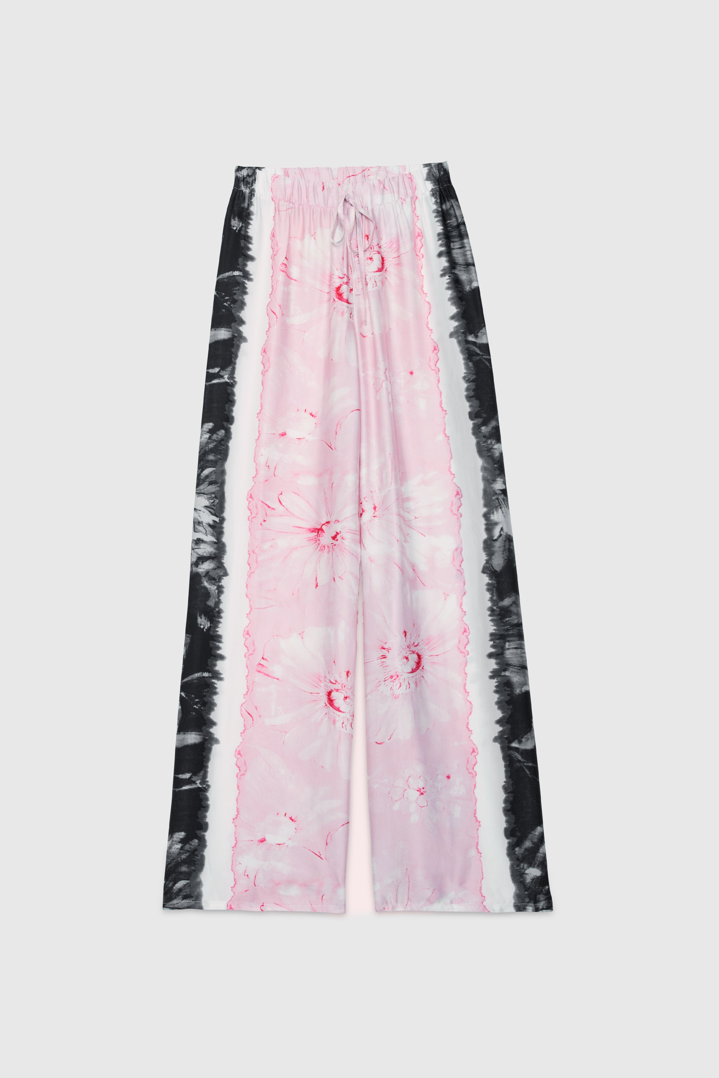 SATIN PRINTED PANTS WITH TIE&DYE EFFECT