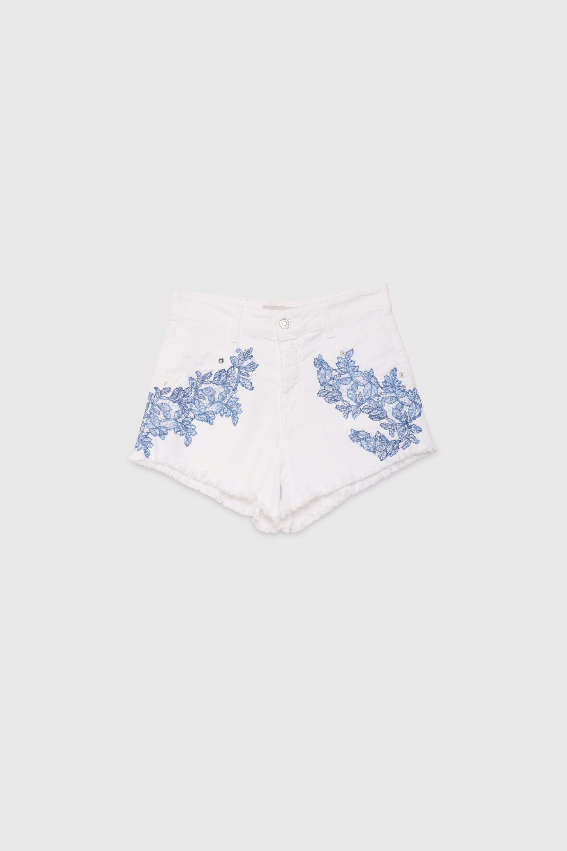DENIM SHORTS WITH LACE INSERT