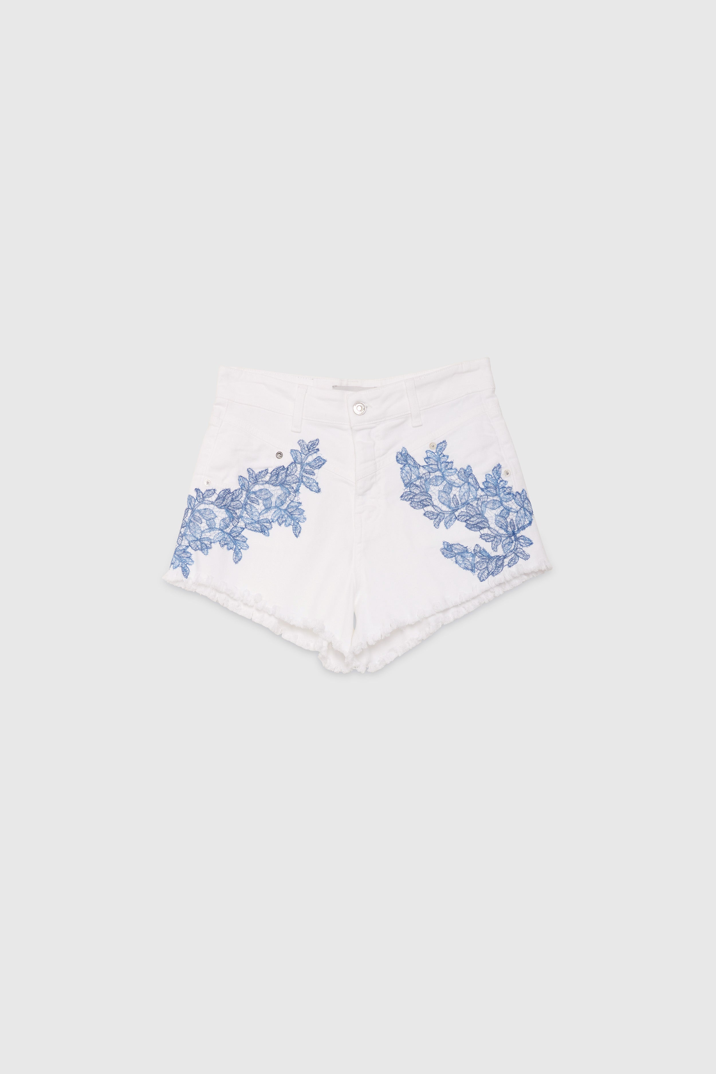 DENIM SHORTS WITH LACE INSERT