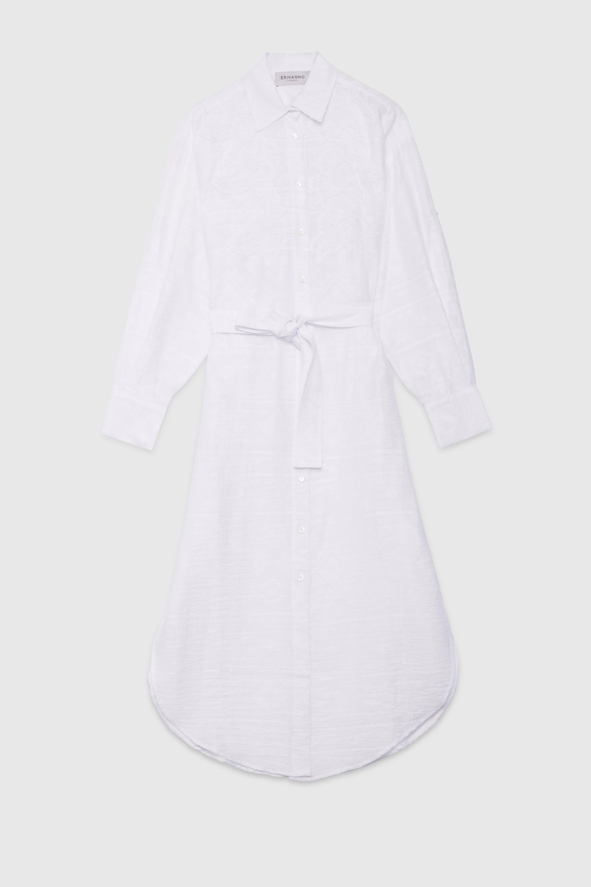 ROBE JACQUARD À CHEMISE AVEC BRODERIES