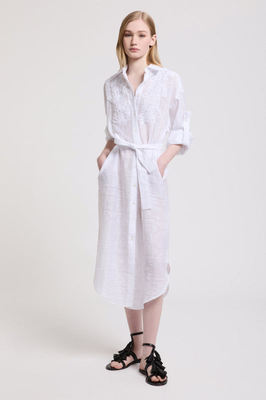 JACQUARD SHIRT-DRESS WITH EMBROIDERY