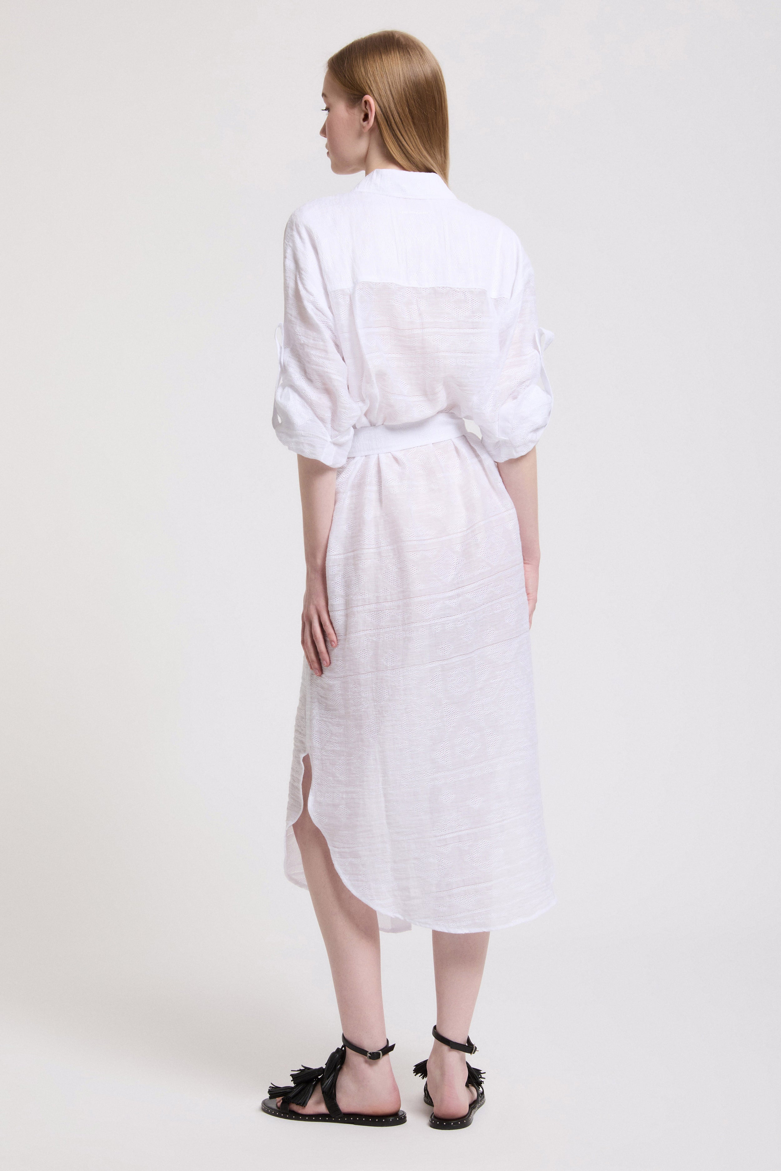 ROBE JACQUARD À CHEMISE AVEC BRODERIES