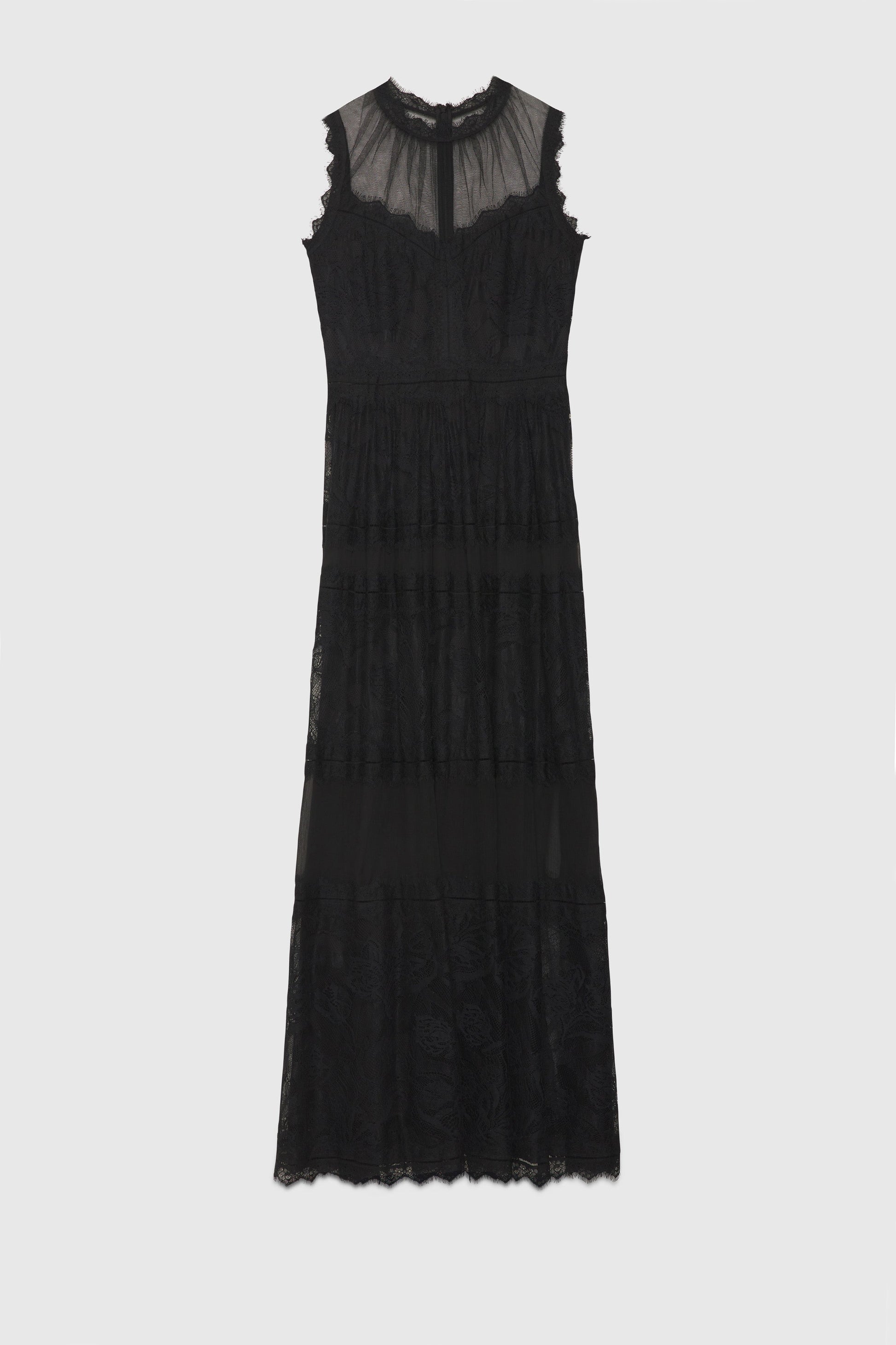 LONG TULLE DRESS WITH LACE