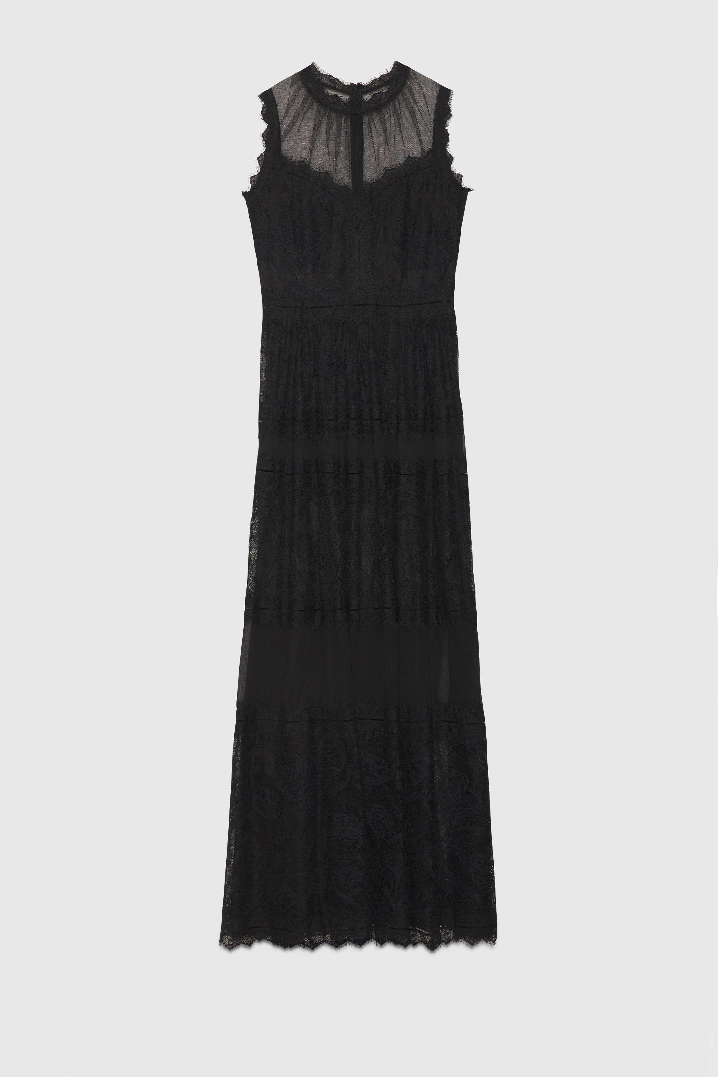 LONG TULLE DRESS WITH LACE