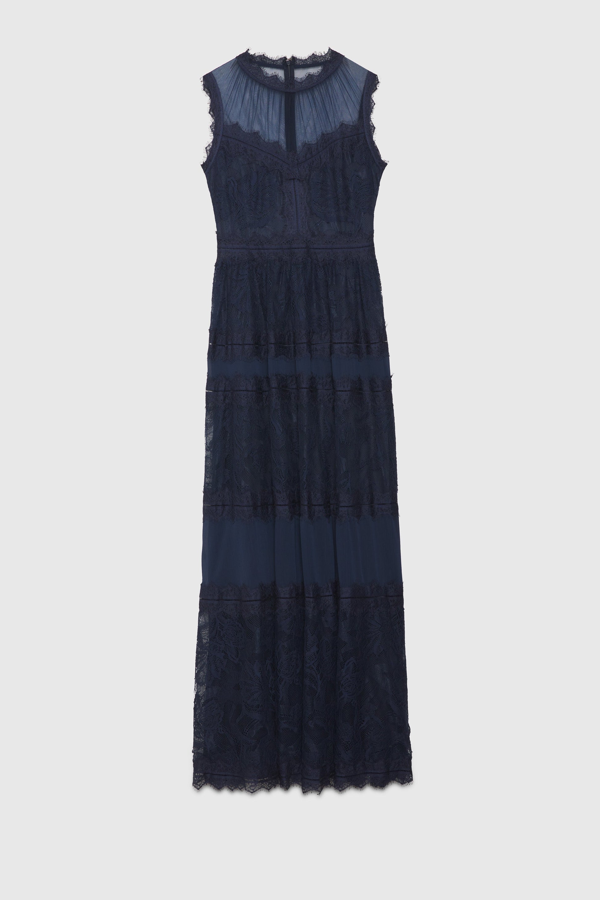 LONG TULLE DRESS WITH LACE