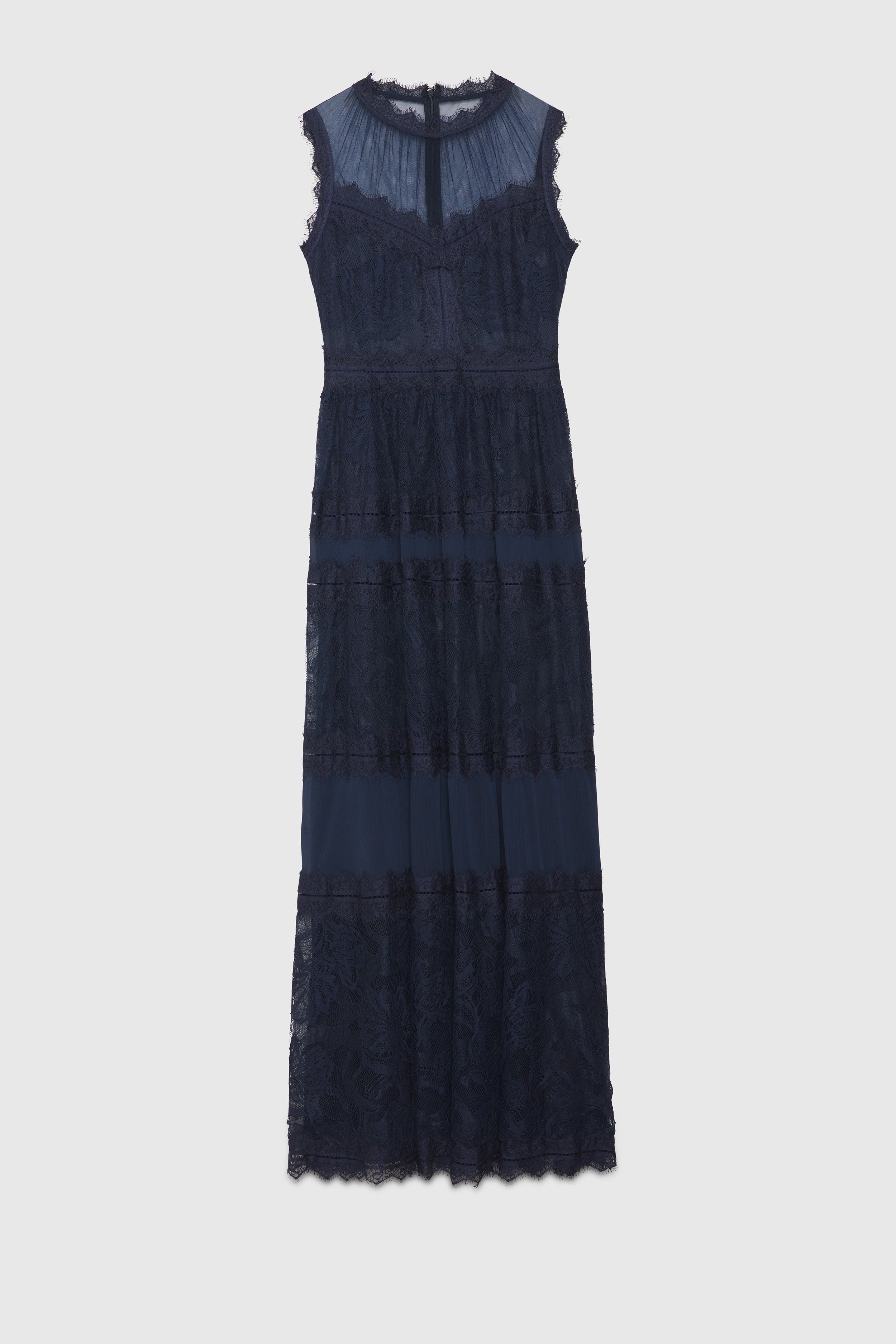 LONG TULLE DRESS WITH LACE