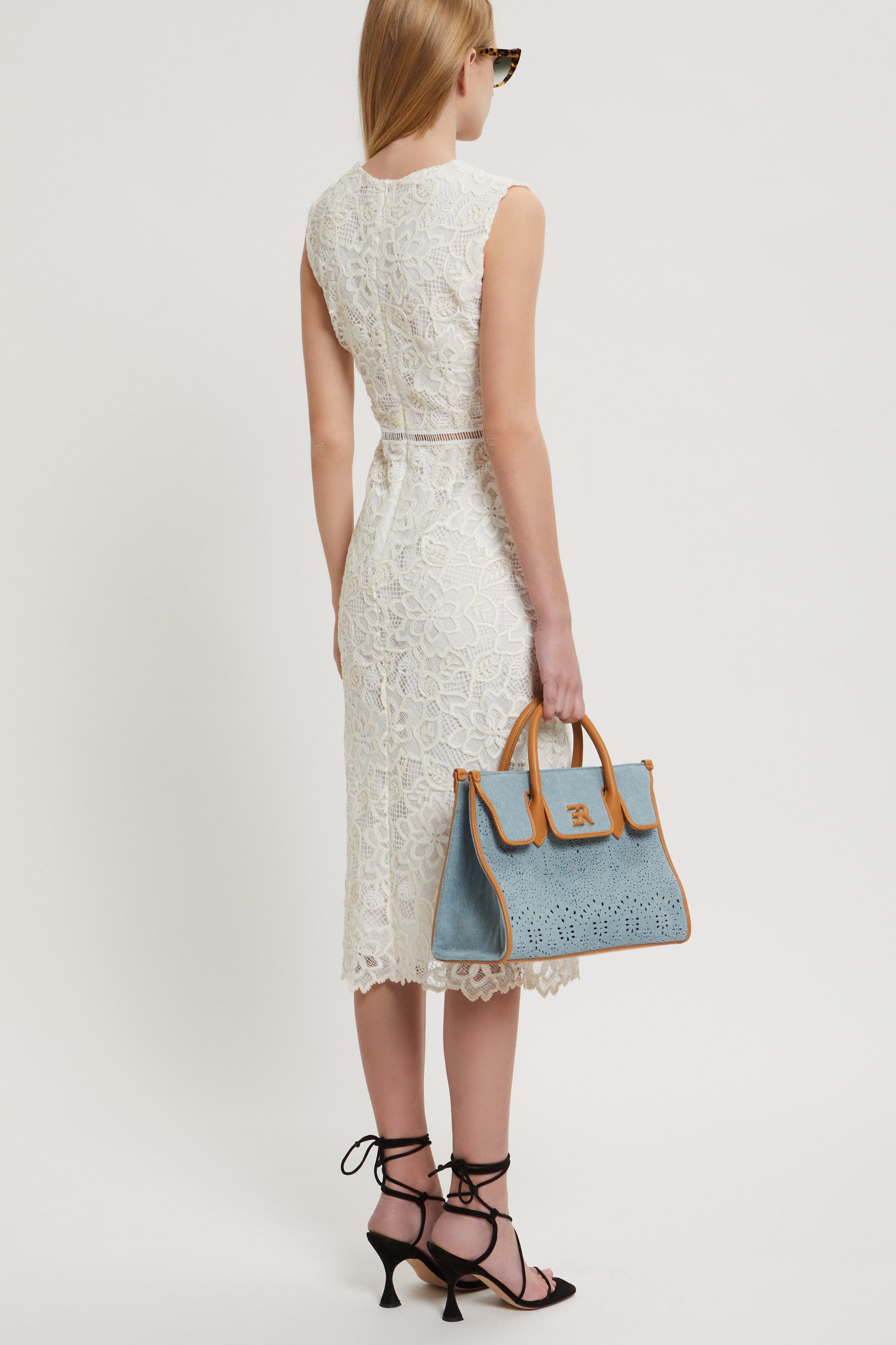 Image of DRESS IN REBRODÉ AND MACRAMÉ LACE