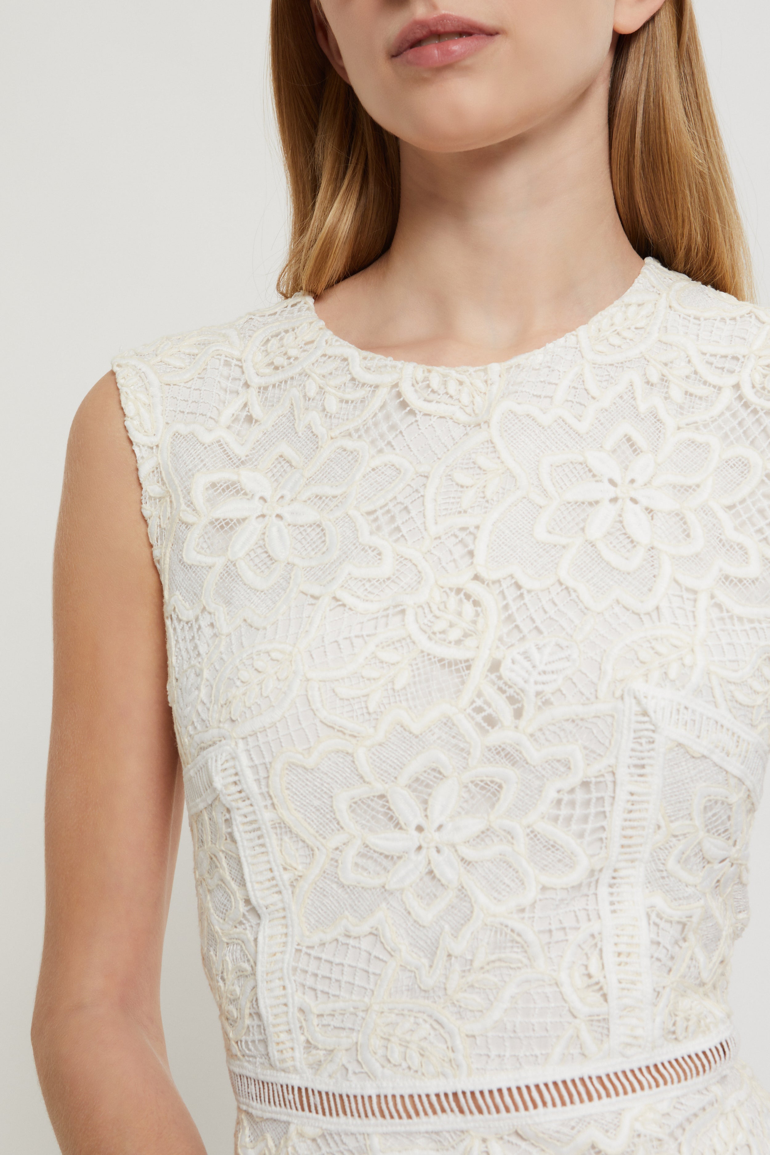 Image of DRESS IN REBRODÉ AND MACRAMÉ LACE