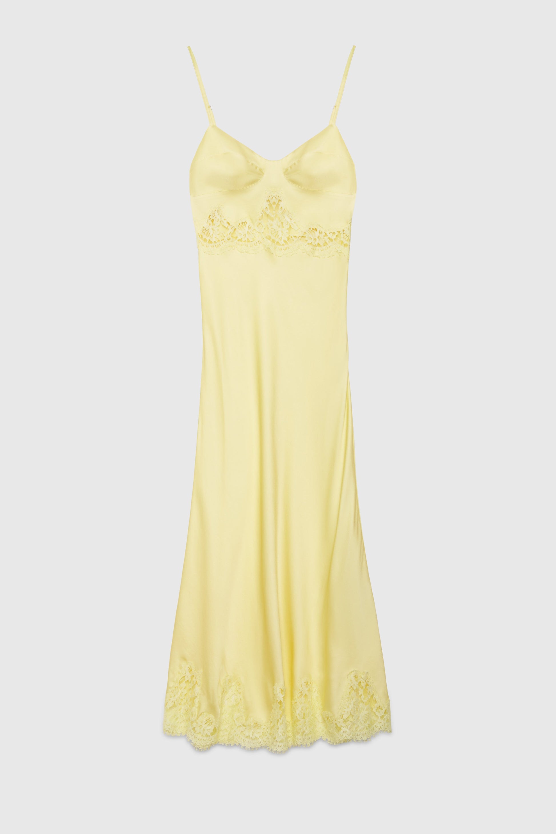 SATIN SLIP DRESS WITH LACE