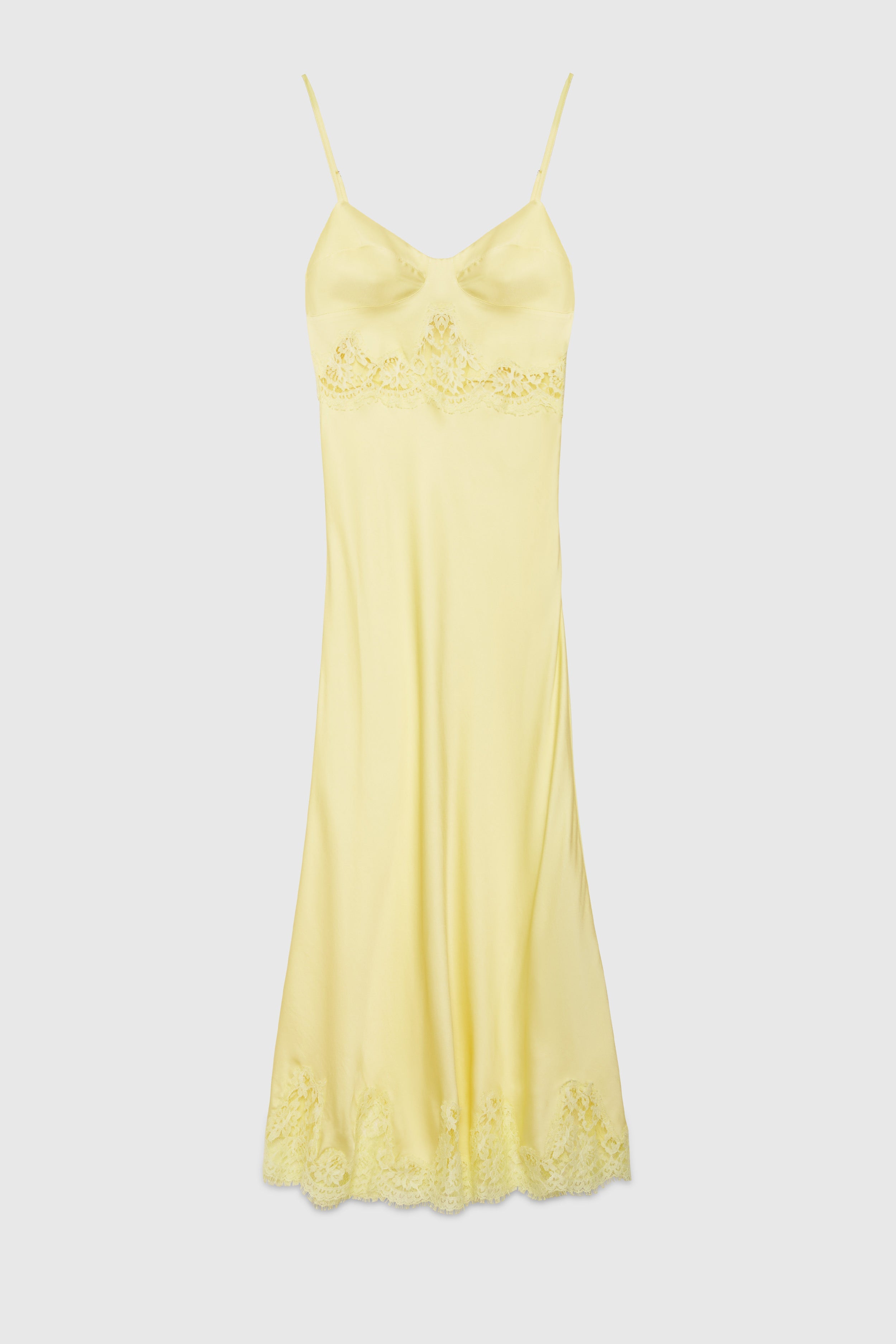 SATIN SLIP DRESS WITH LACE