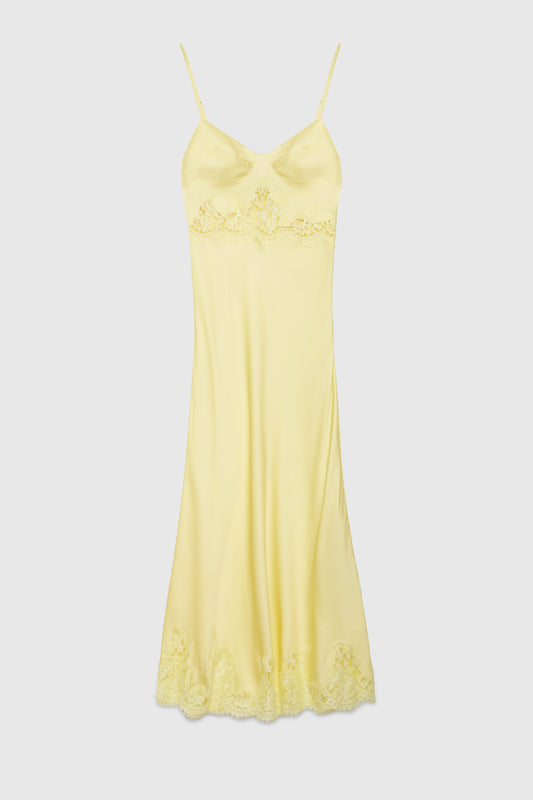 SATIN SLIP DRESS WITH LACE