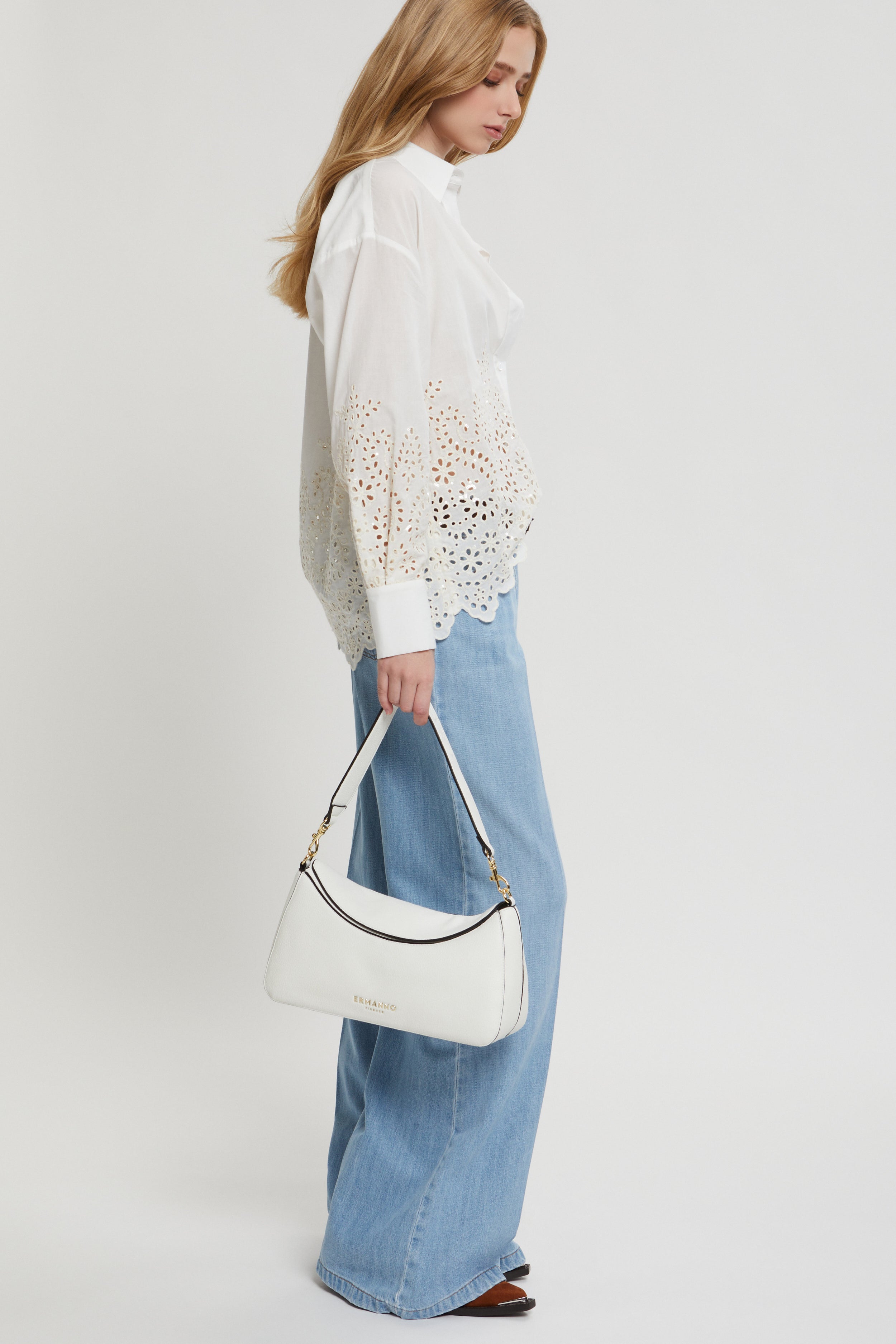 SMALL ECO-LEATHER HOBO BAG WITH DETACHABLE SHOULDER