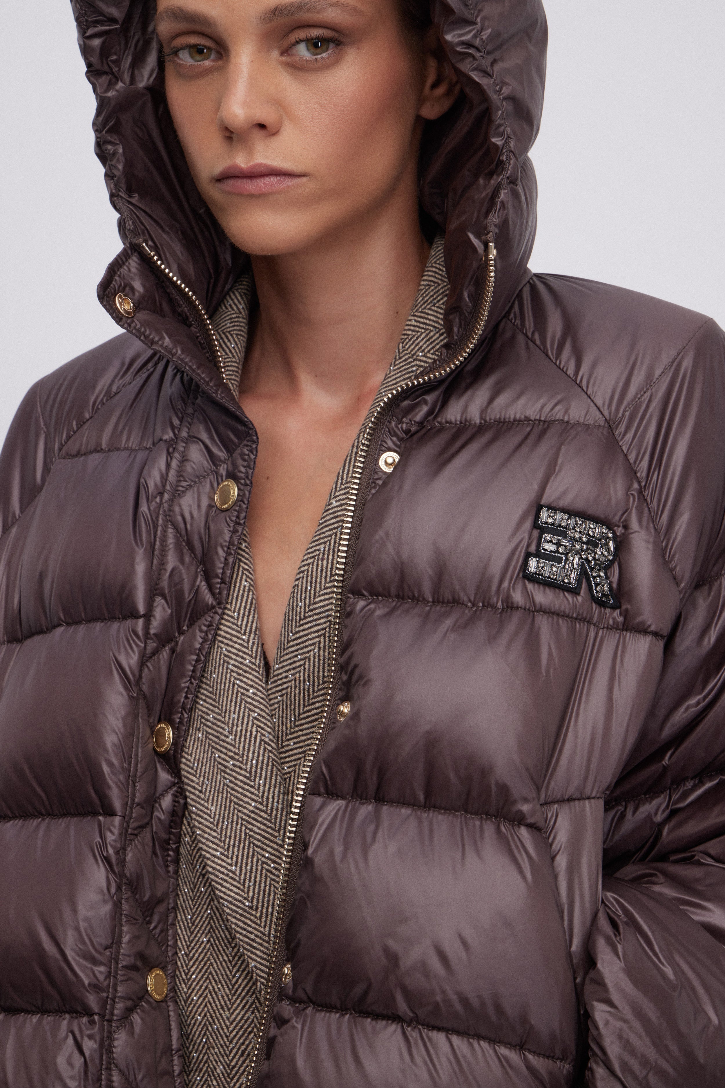 CAPE DOWN JACKET WITH JEWEL LOGO