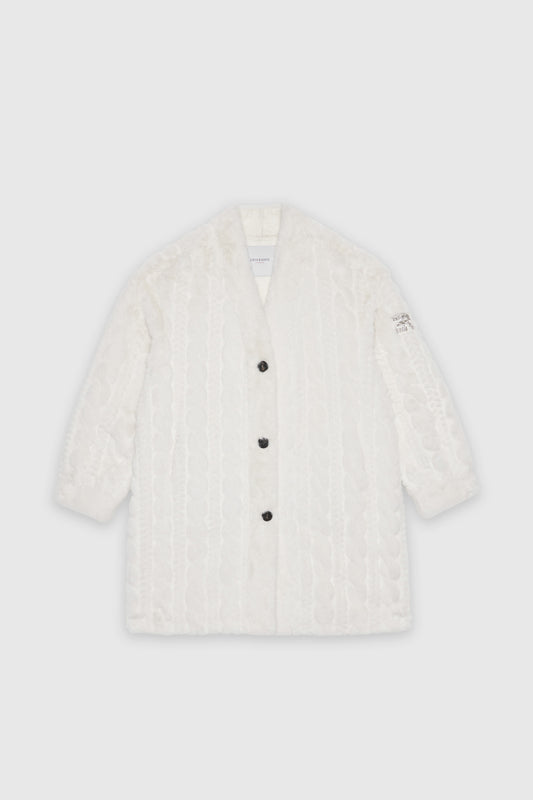 BRAIDED FAUX MINK FUR COAT