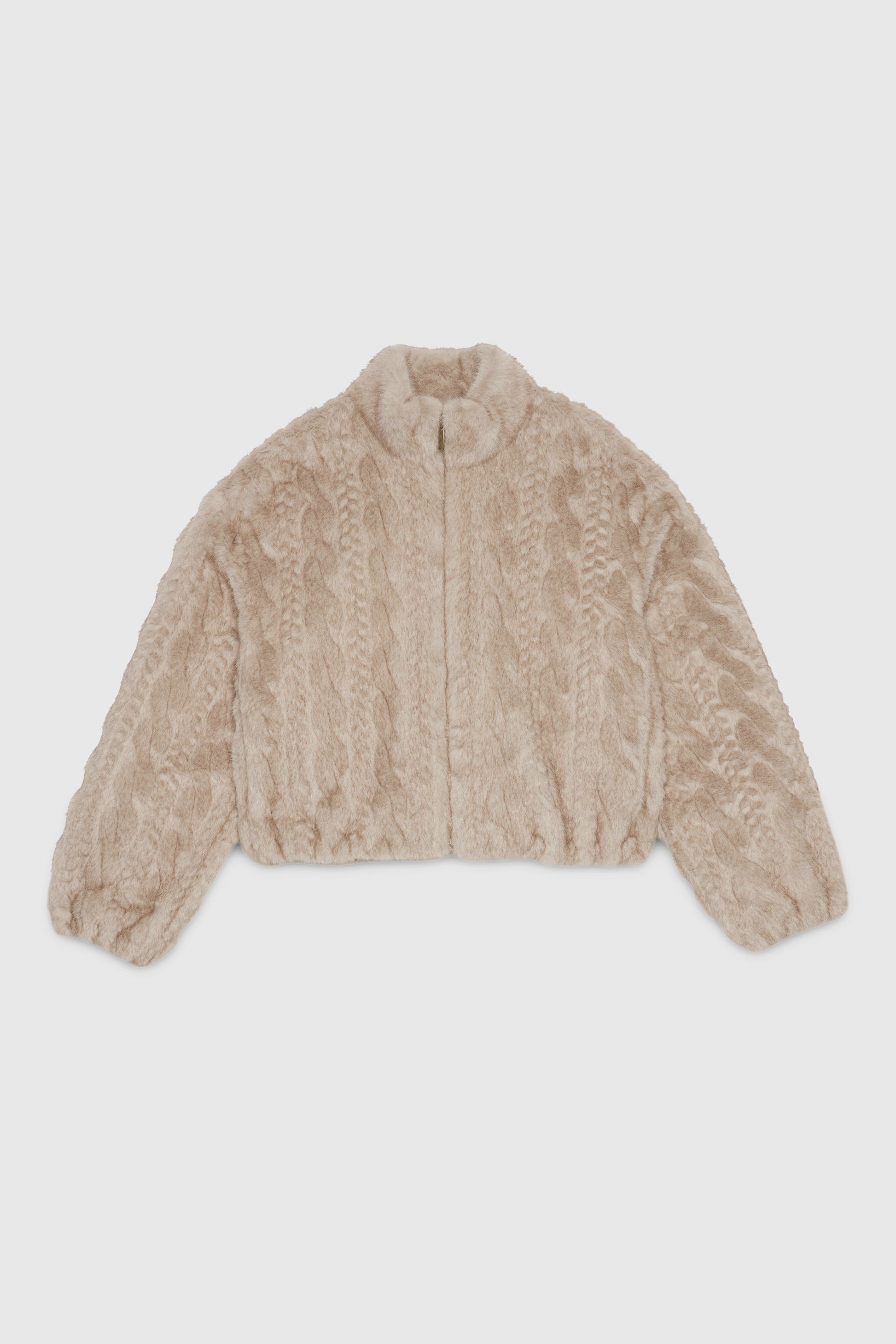 BRAIDED FAUX MINK FUR JACKET