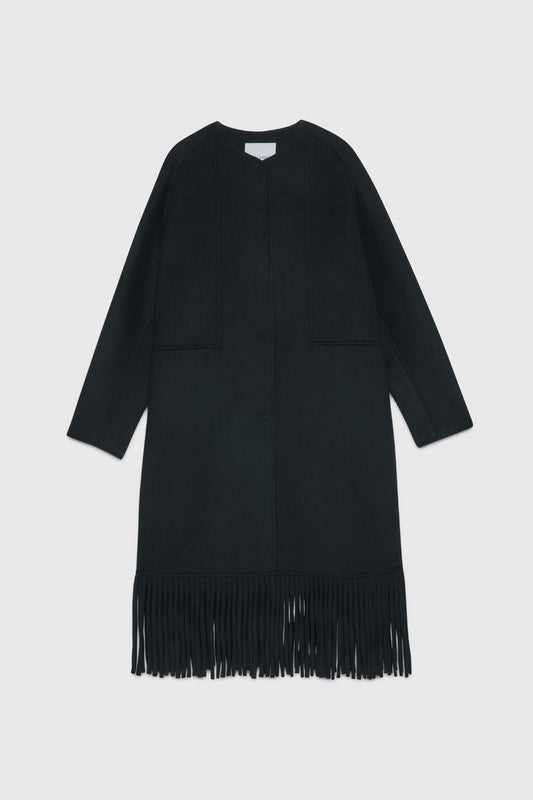 OVERSIZE COAT IN DOUBLE FABRIC WITH FRINGES