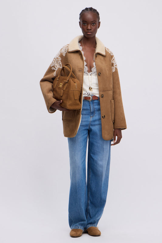 ECO SHEEPSKIN JACKET WITH EMBROIDERY