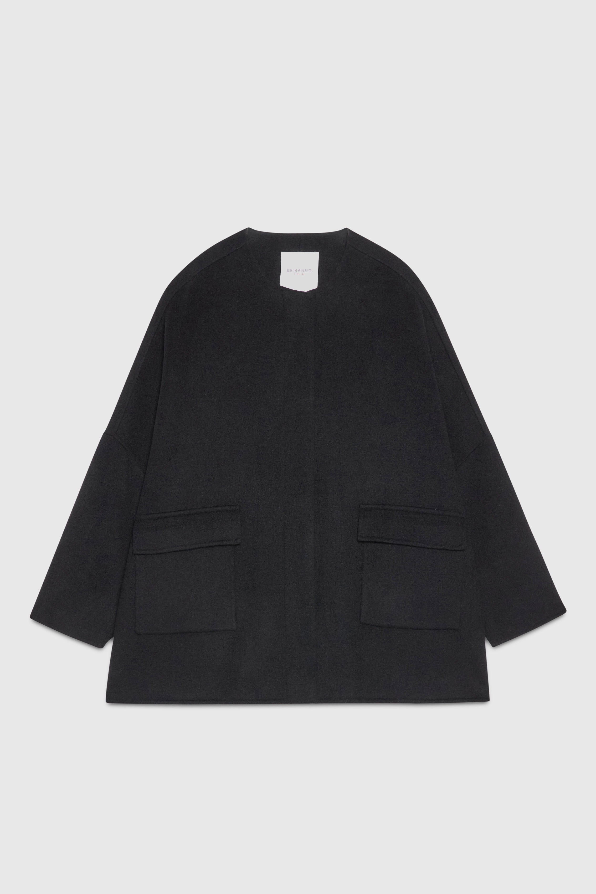 DOUBLE FABRIC WIDE JACKET WITH VENTS