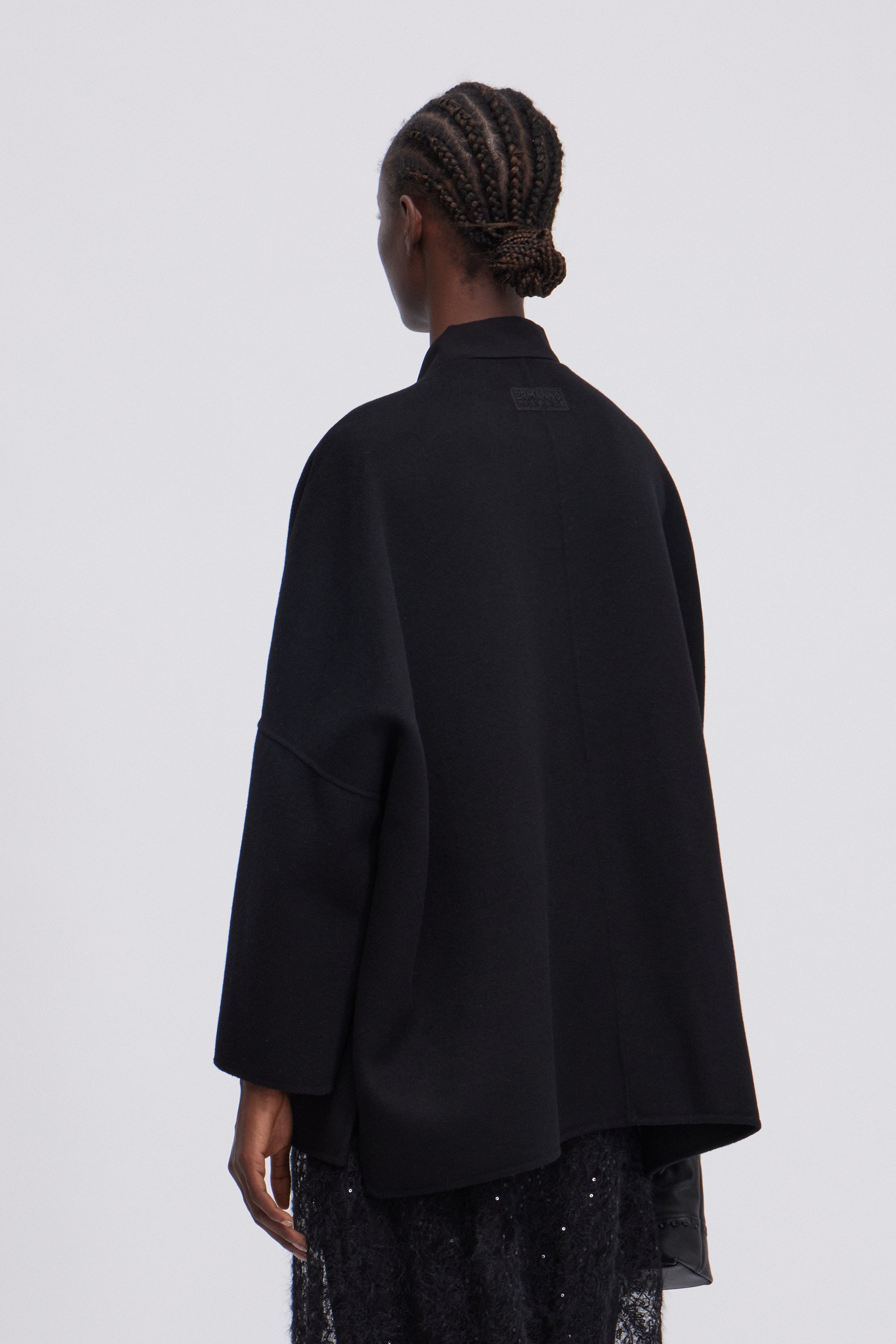 DOUBLE FABRIC WIDE JACKET WITH VENTS