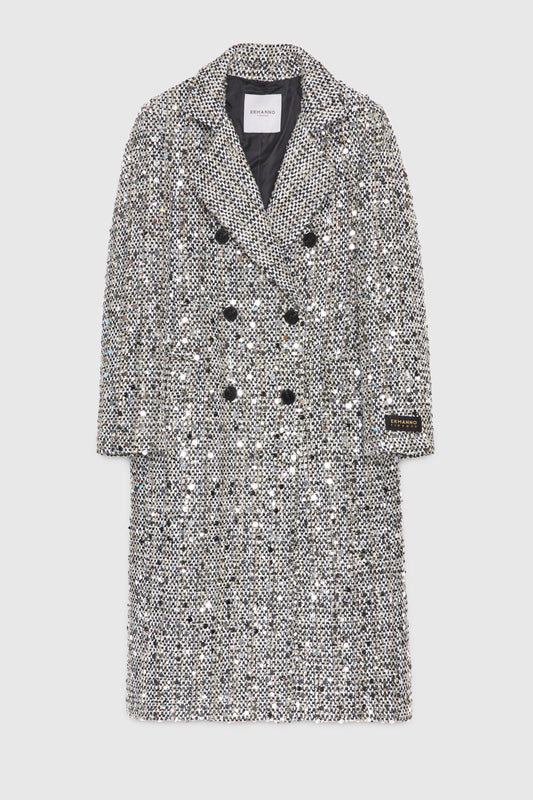 CAPPOTTO IN TWEED CON PAILLETTES ARGENTO