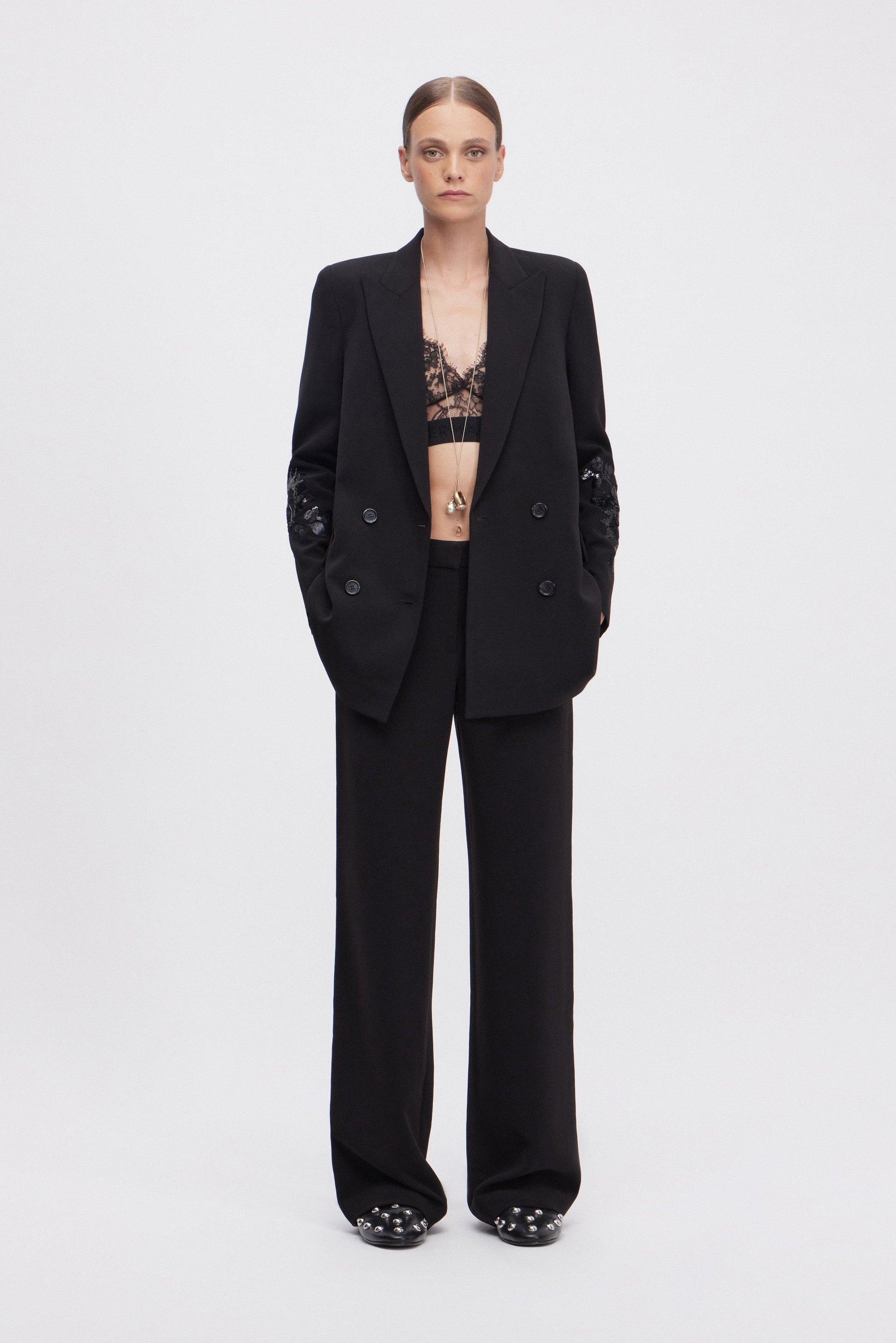 BLAZER DOPPIO PETTO CON RICAMI DI PAILLETTES