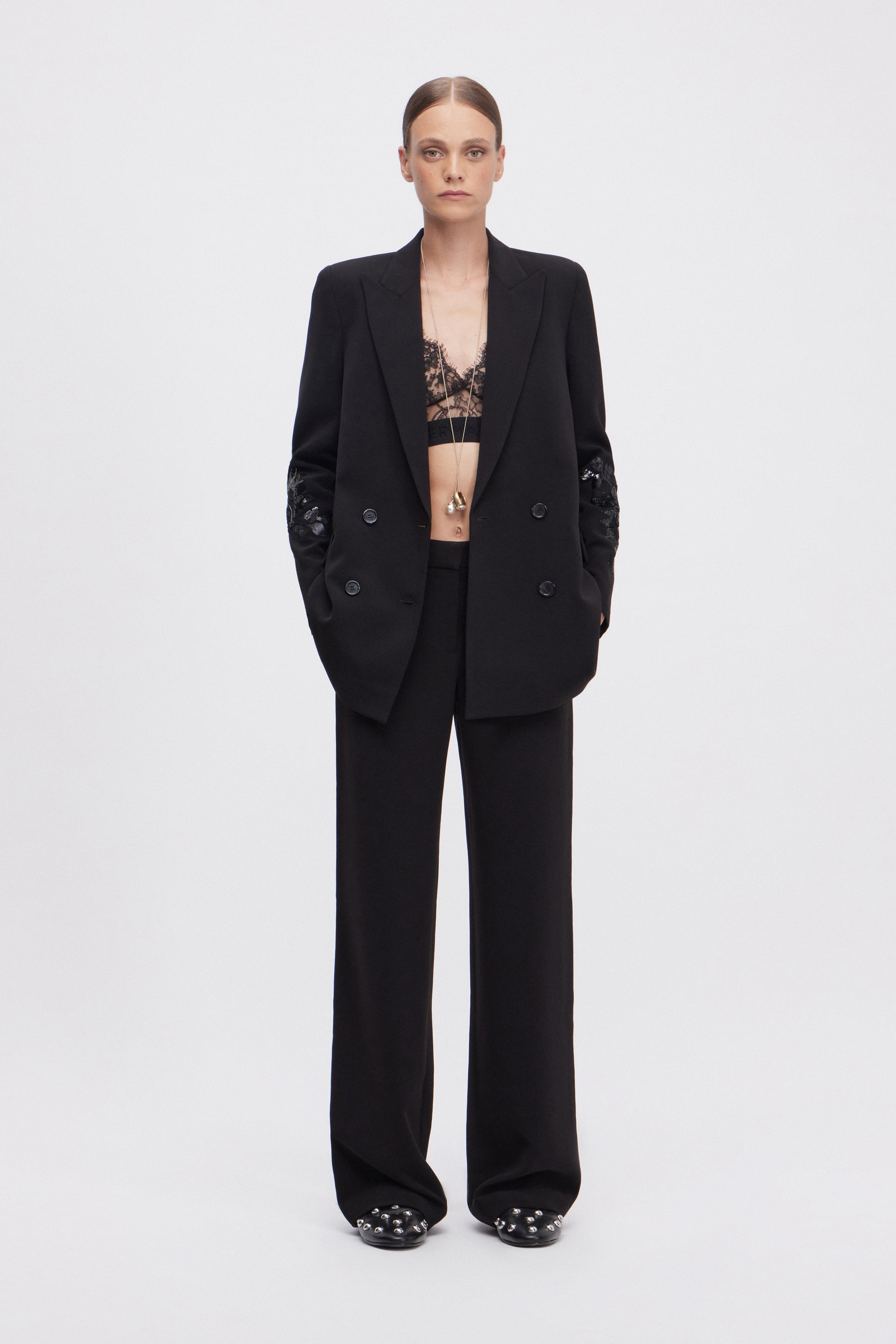 BLAZER DOPPIO PETTO CON RICAMI DI PAILLETTES