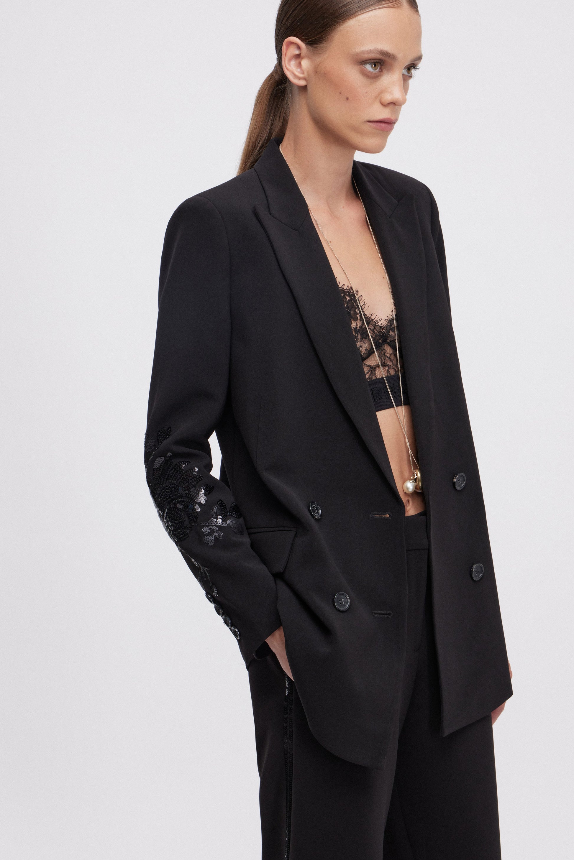 BLAZER DOPPIO PETTO CON RICAMI DI PAILLETTES