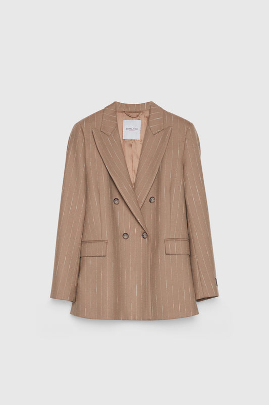 DOUBLE-BREASTED PINSTRIPE BLAZER