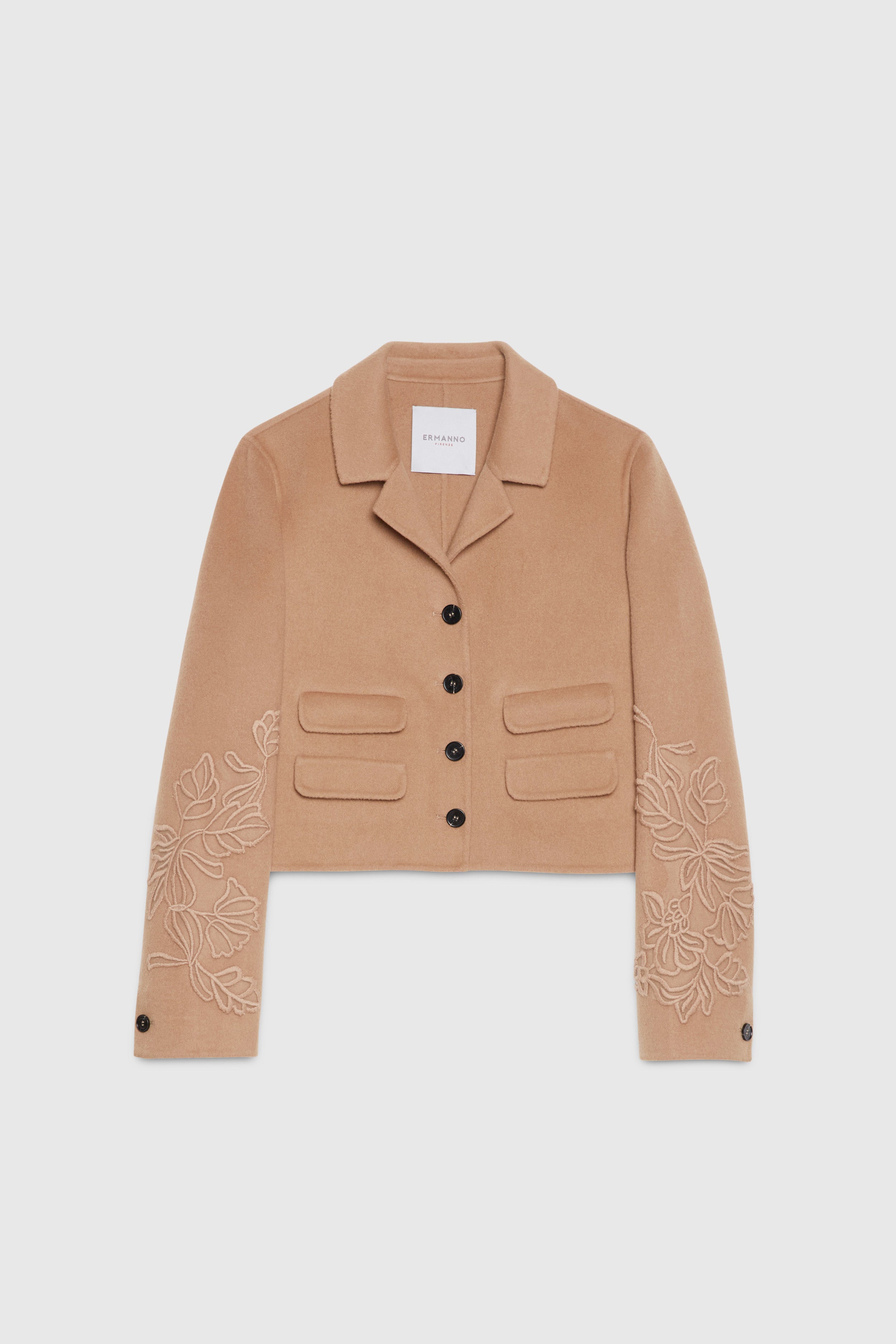 DOUBLE FABRIC CROPPED JACKET WITH EMBOROIDERY