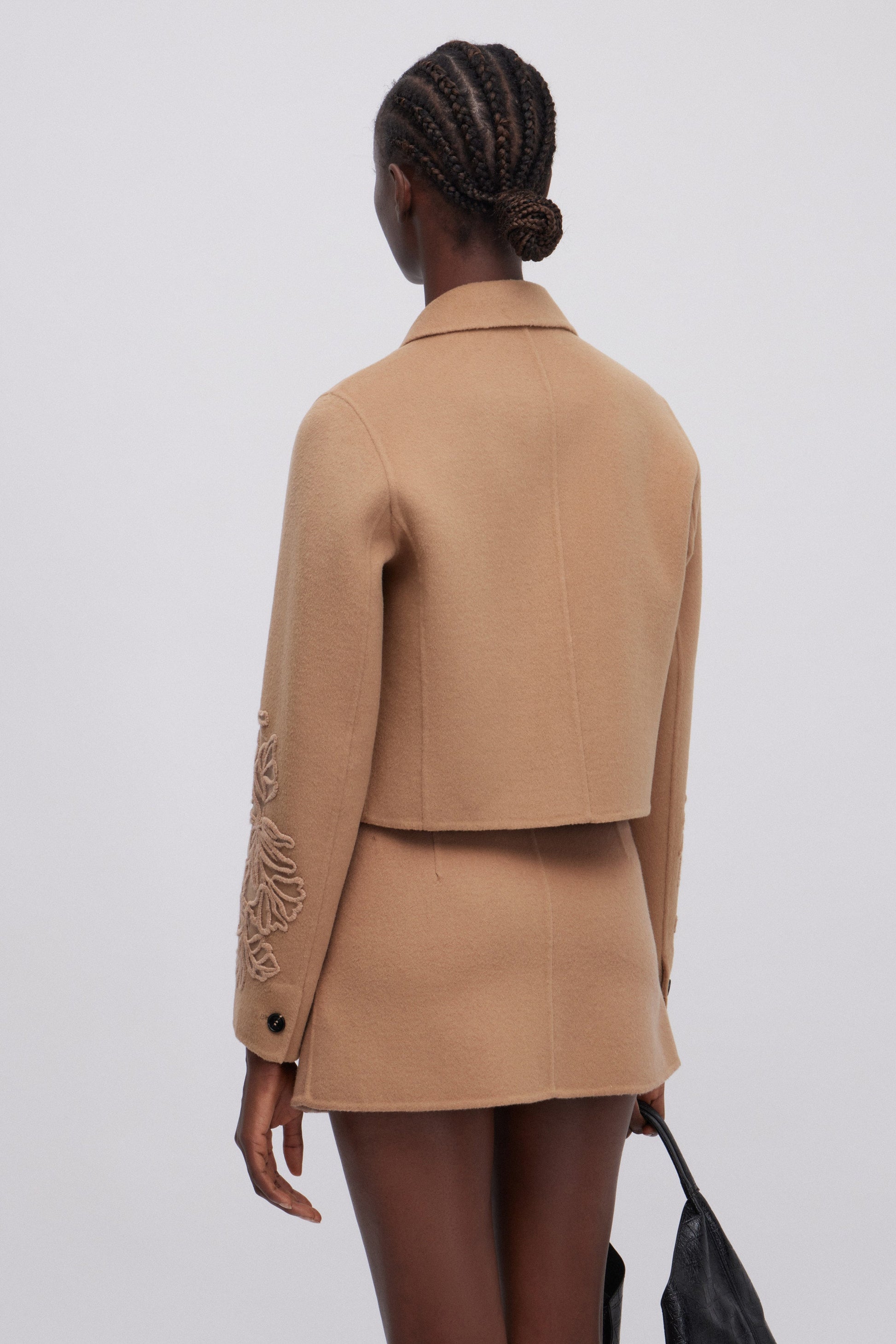 DOUBLE FABRIC CROPPED JACKET WITH EMBOROIDERY