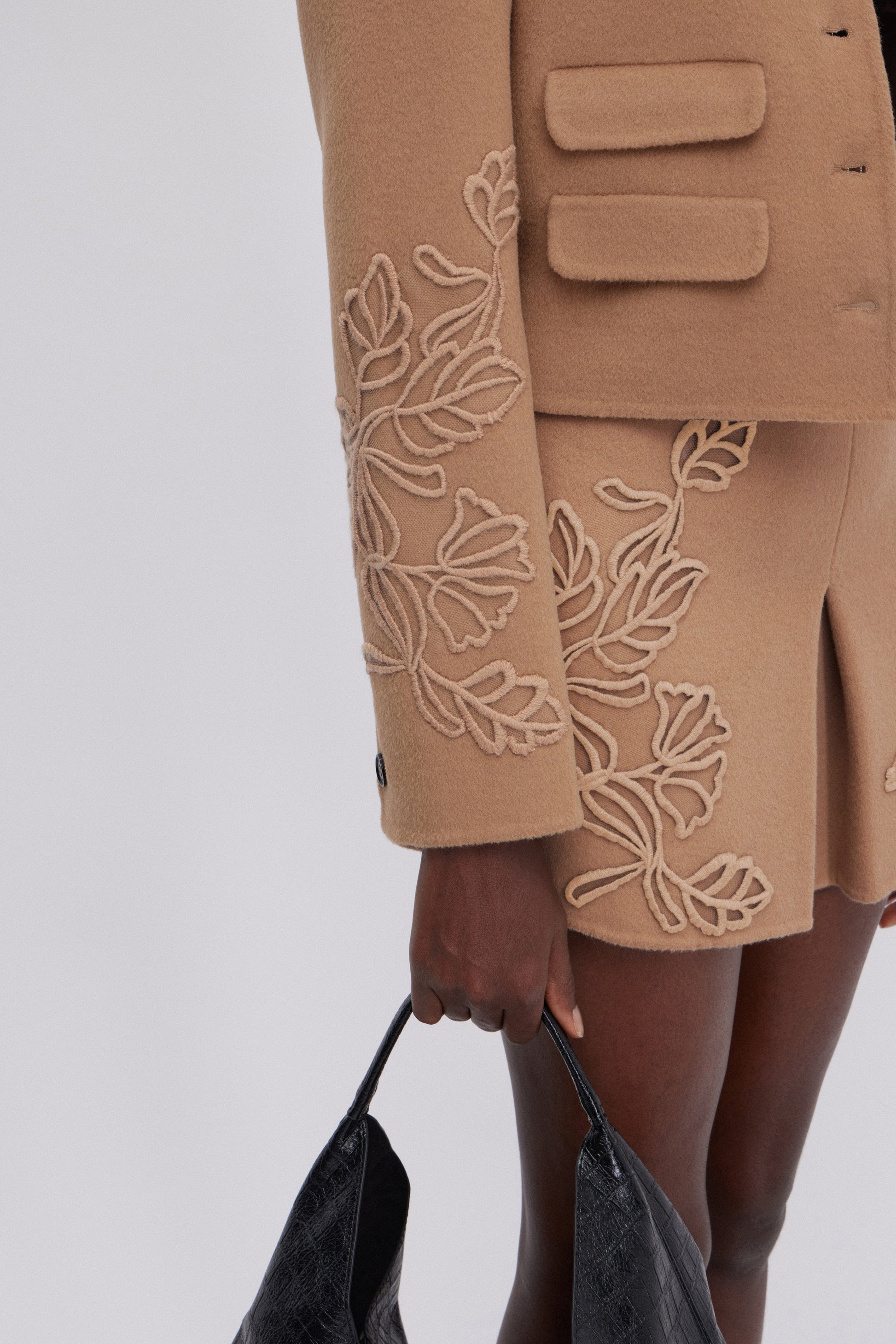 DOUBLE FABRIC CROPPED JACKET WITH EMBOROIDERY