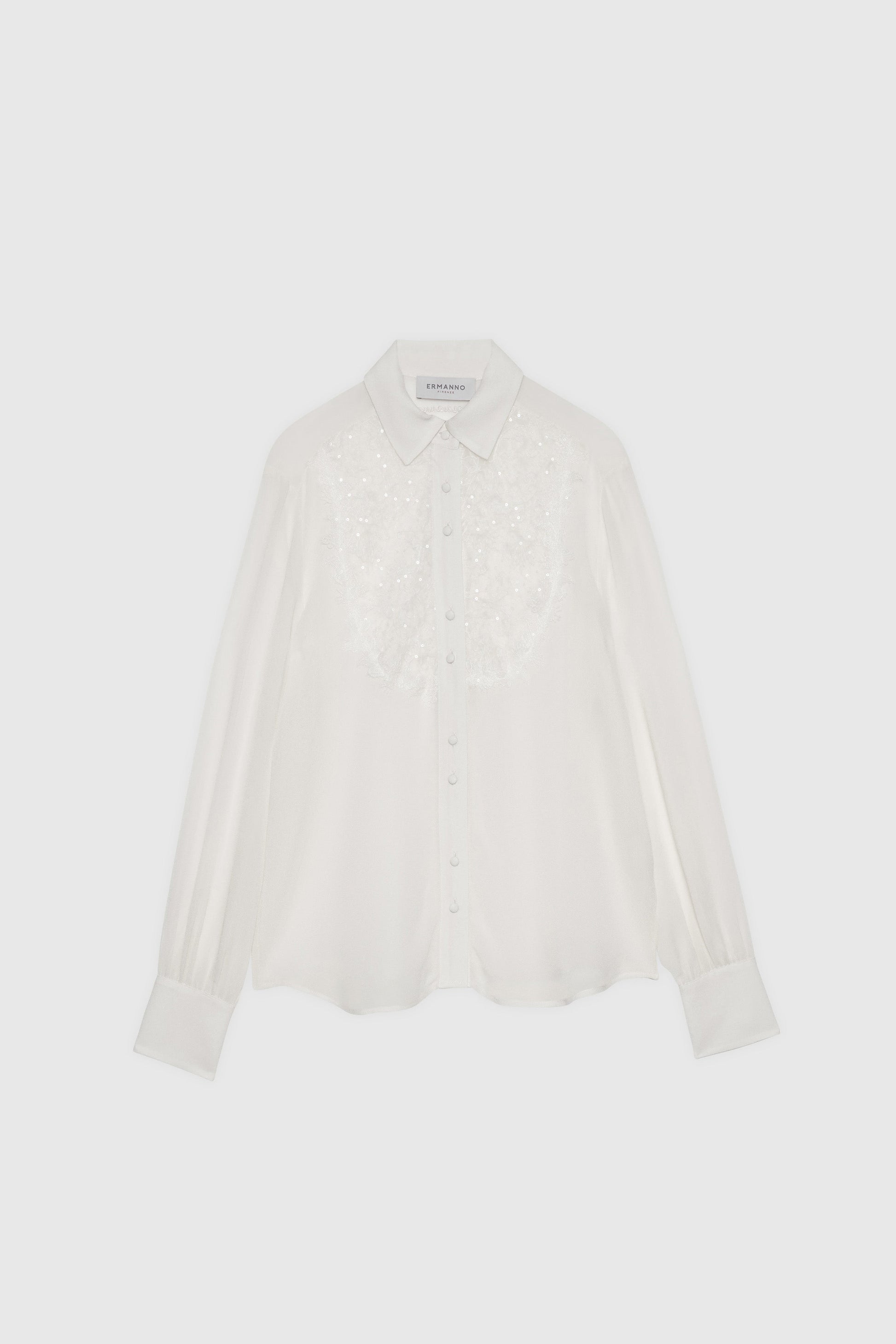 CAMICIA IN GEORGETTE CON PLASTRON RICAMATO