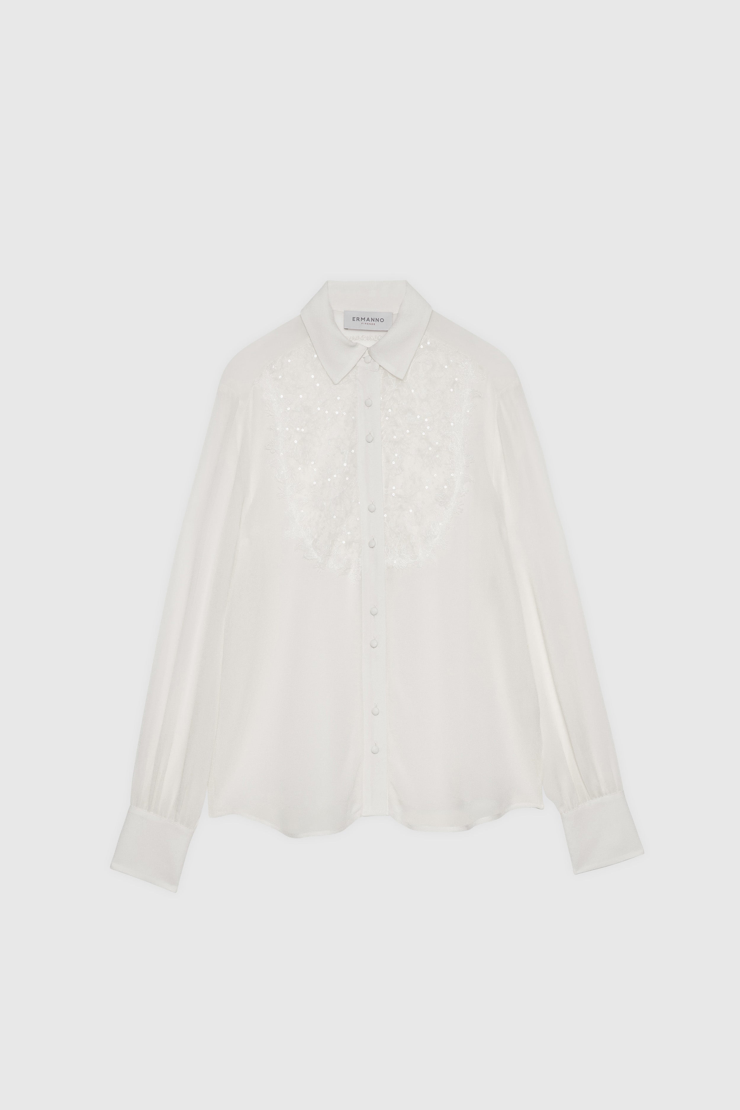 CAMICIA IN GEORGETTE CON PLASTRON RICAMATO