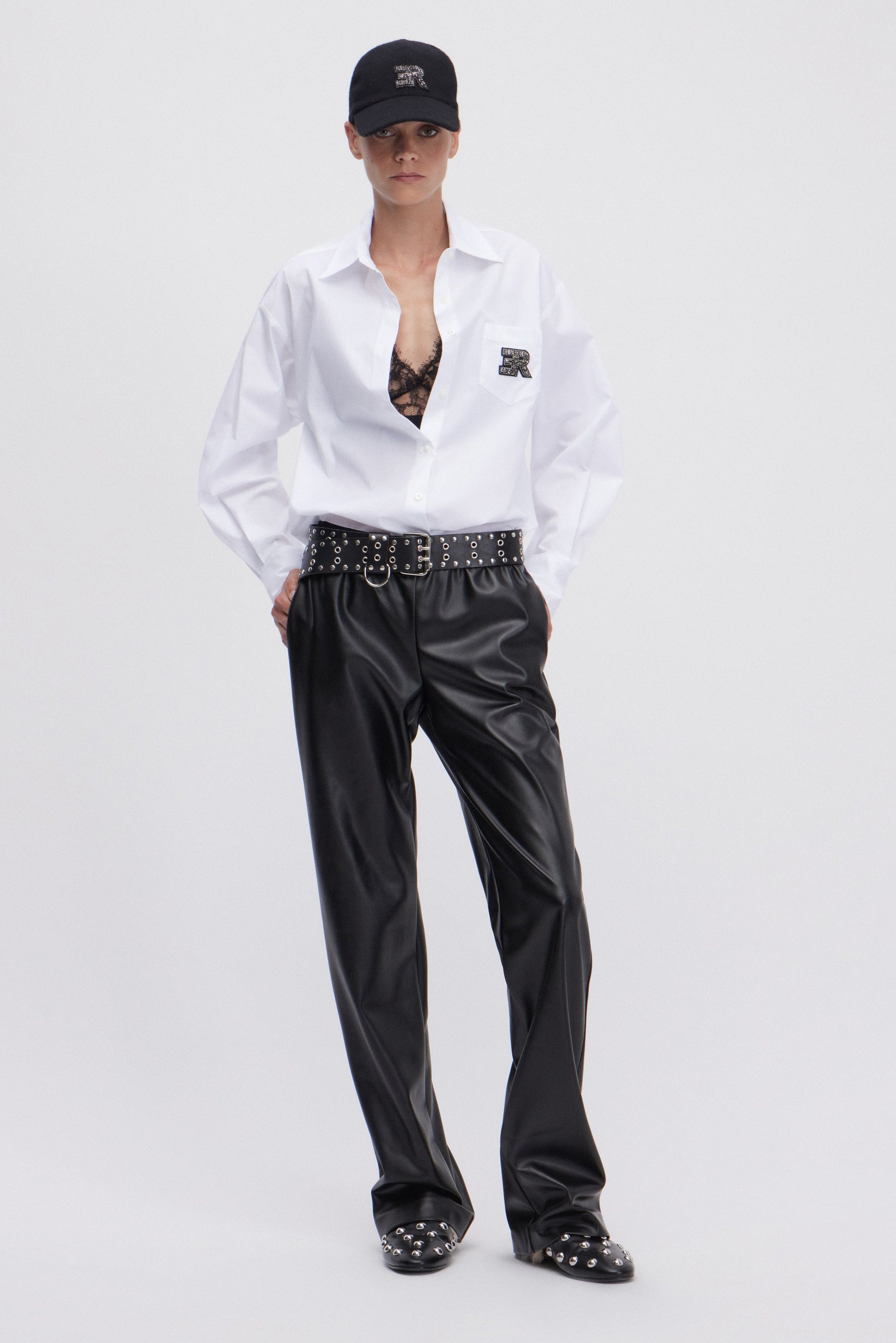 POPLIN SHIRT WITH JEWELLED LOGO