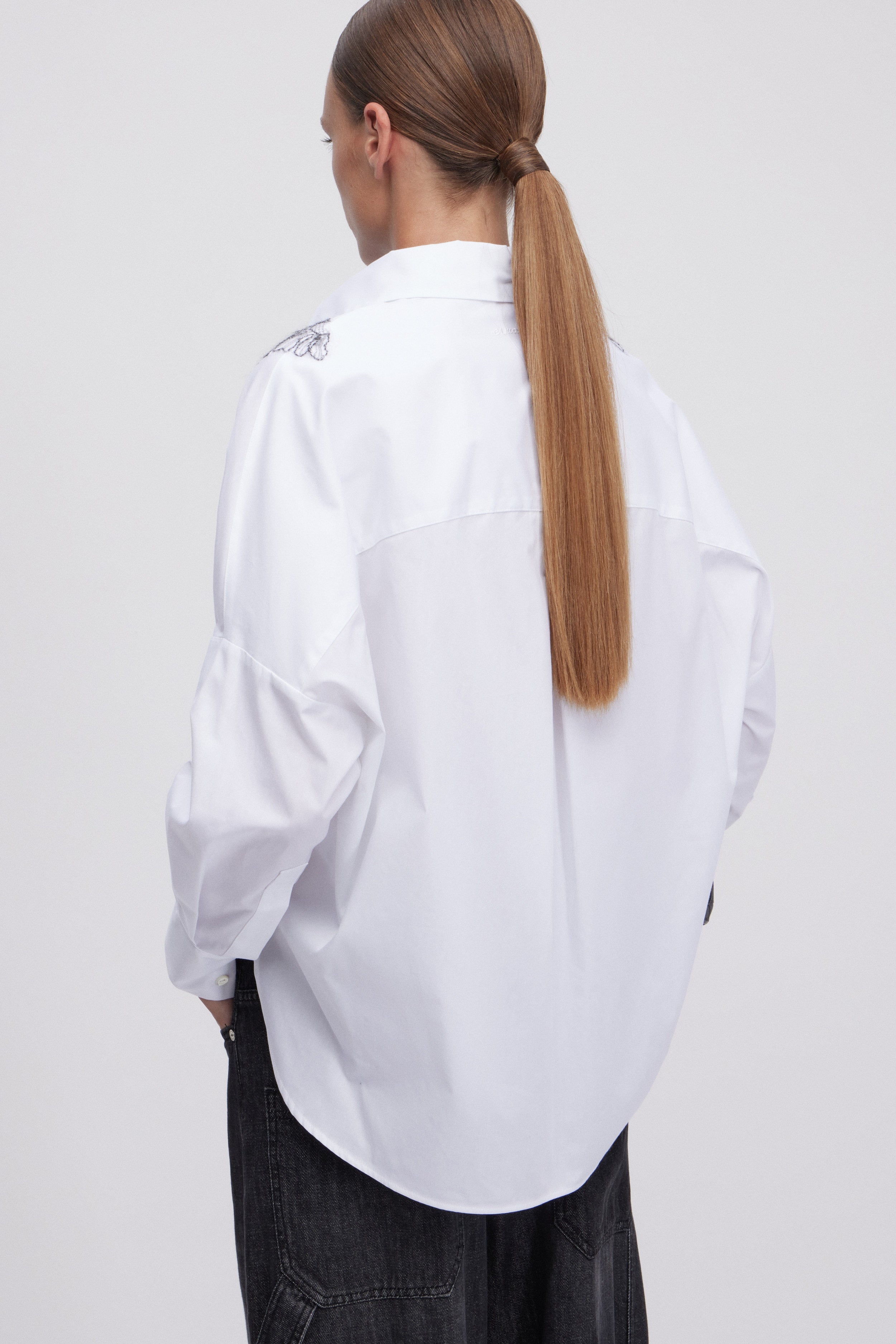 POPLIN BLOUSE WITH EMBROIDERY