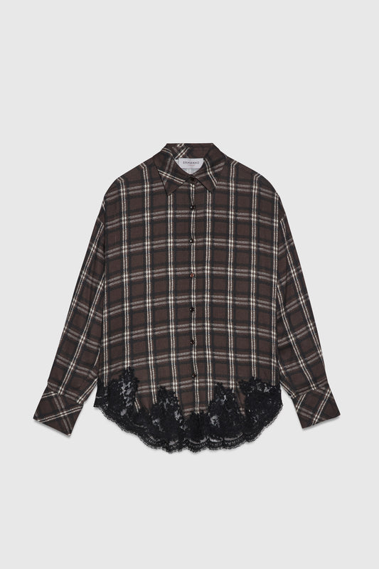 CAMICIA CHECK CON FONDO DI PIZZO RICAMATO