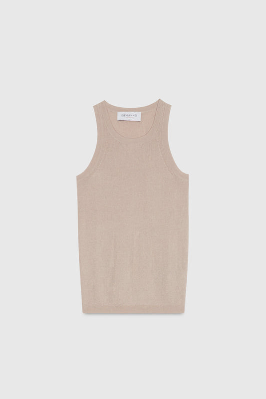 RIBBED VEST IN BLENDED CASHMERE