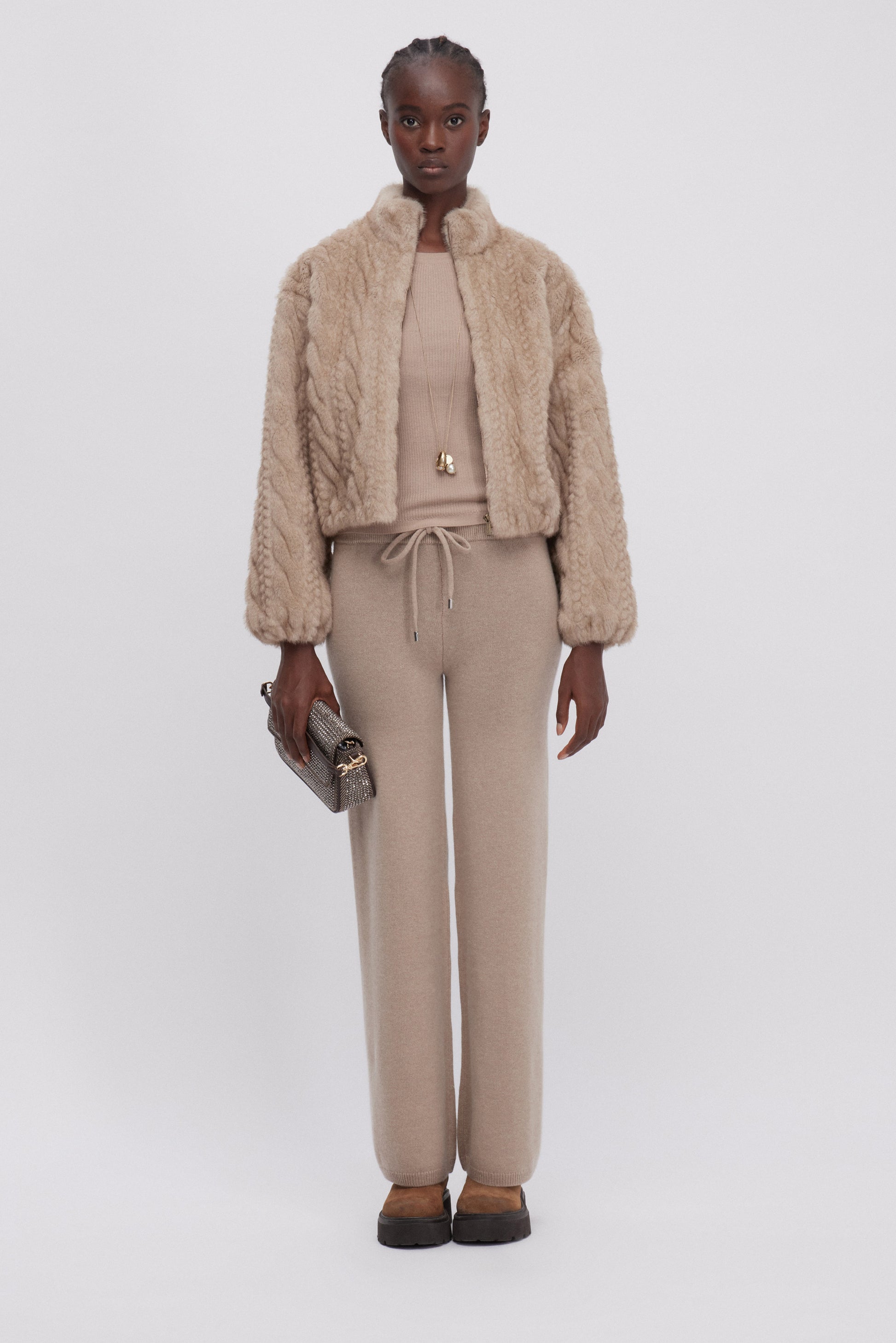 CANOTTA IN MAGLIA MISTO CACHEMIRE A COSTINE