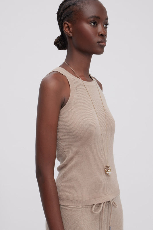 RIBBED VEST IN BLENDED CASHMERE
