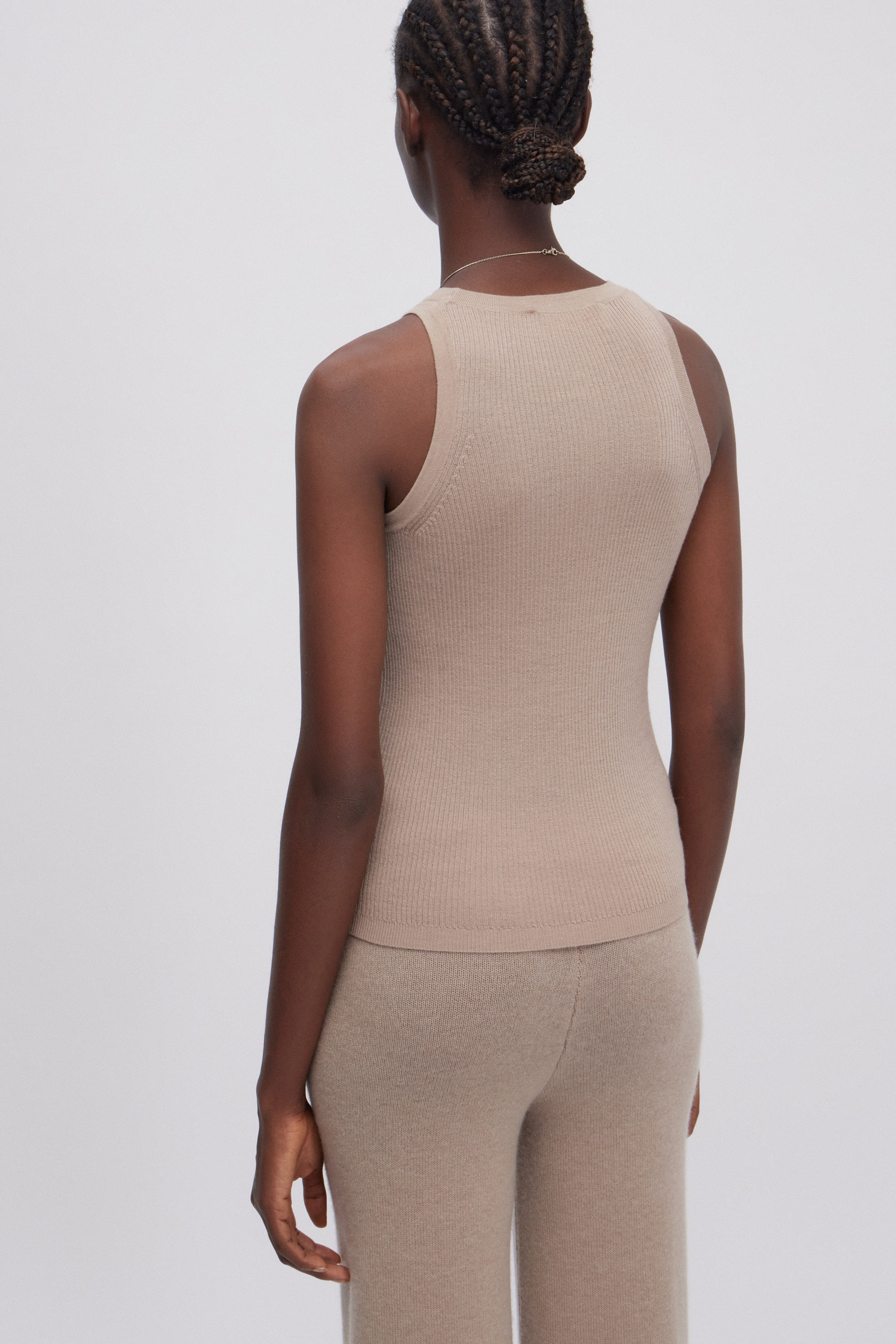 CANOTTA IN MAGLIA MISTO CACHEMIRE A COSTINE