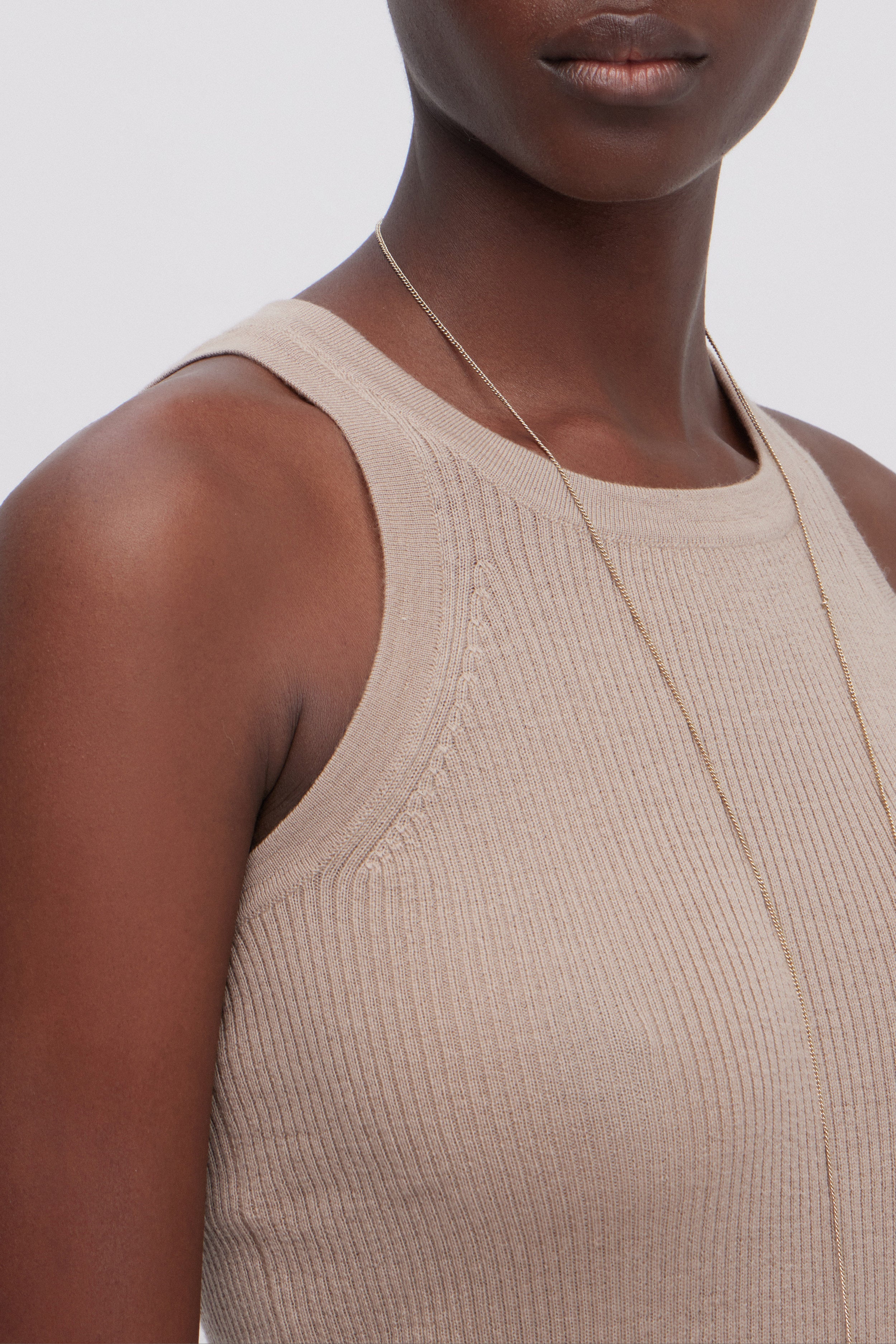 CANOTTA IN MAGLIA MISTO CACHEMIRE A COSTINE