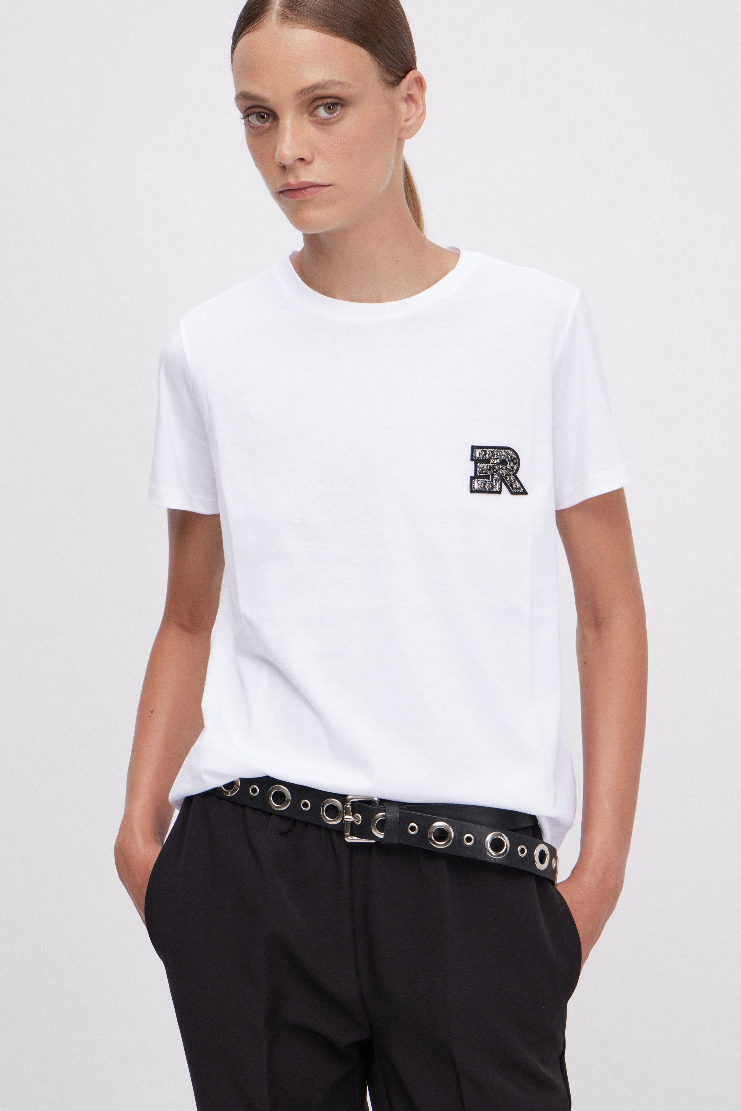 T-SHIRT EN JERSEY AVEC ĖCUSSON BIJOUX