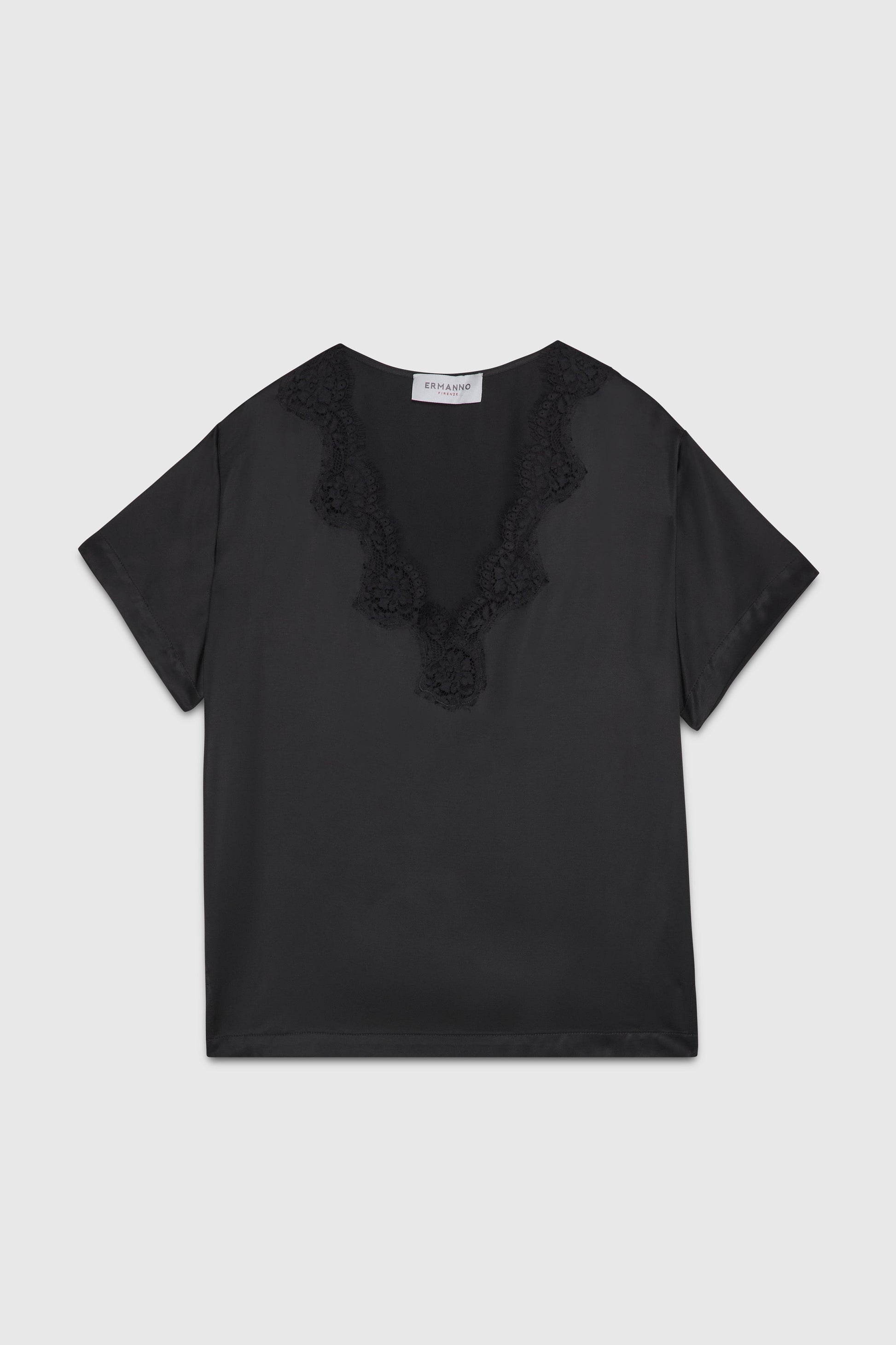 SATIN BLOUSE WITH LACE