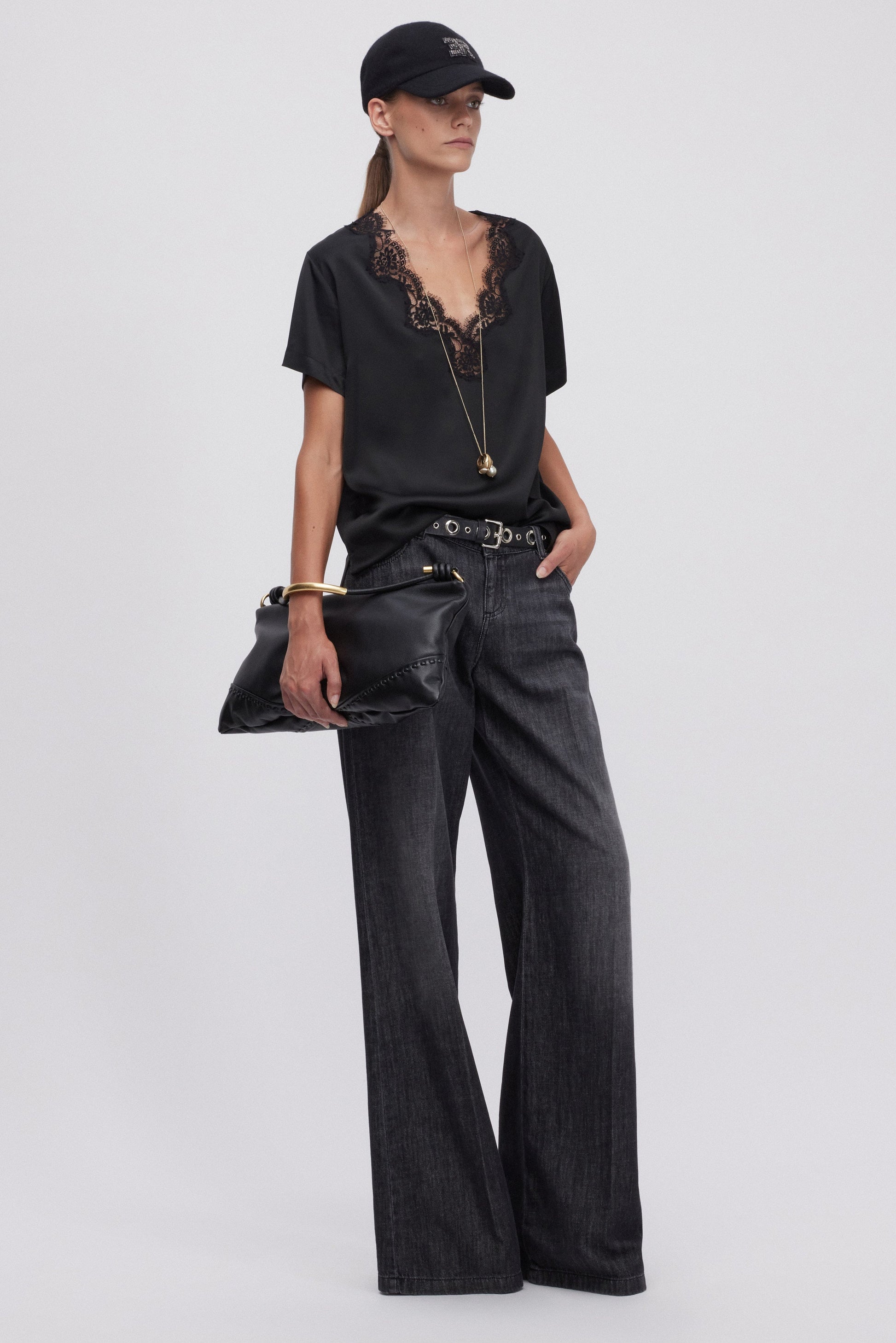 SATIN BLOUSE WITH LACE