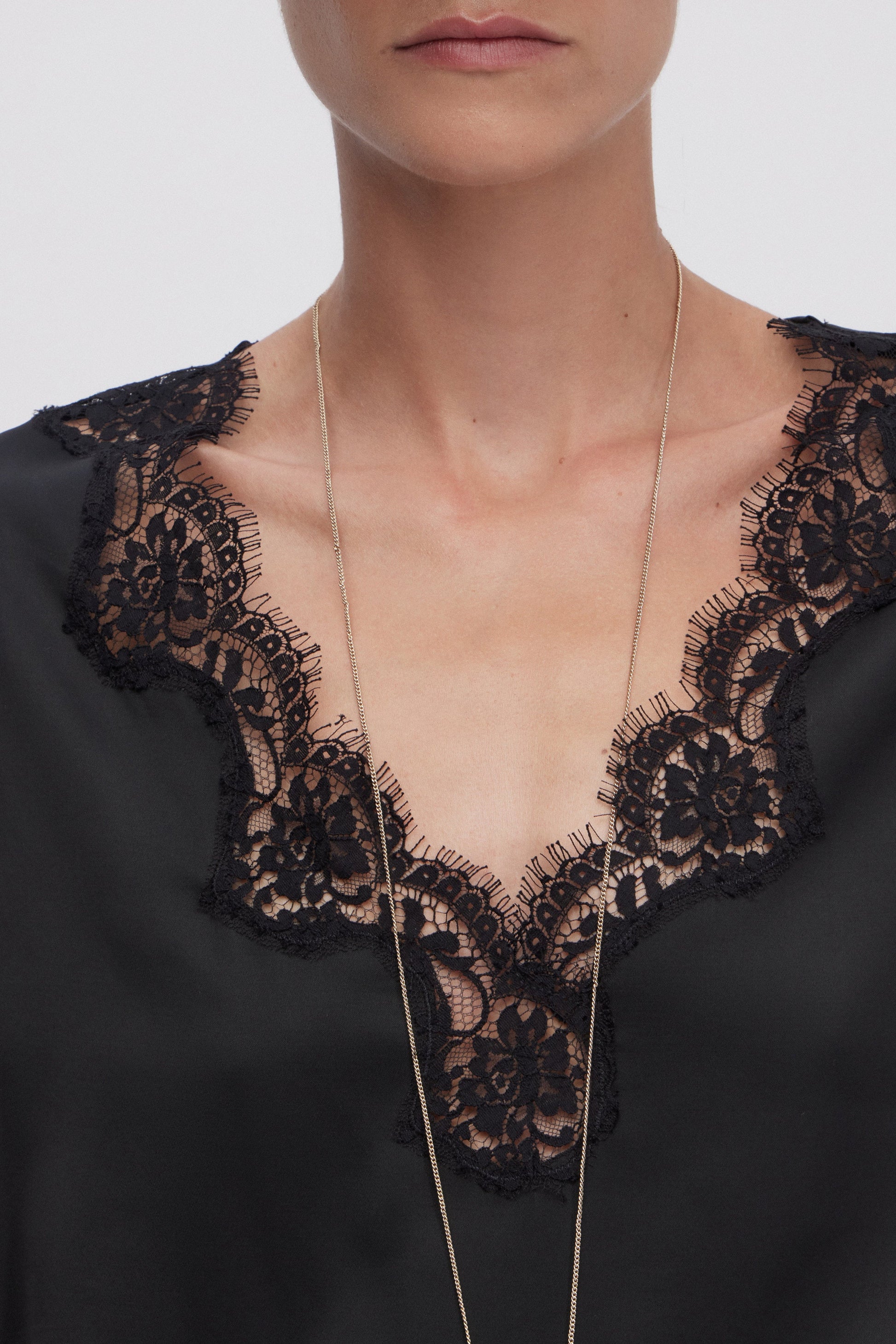 SATIN BLOUSE WITH LACE