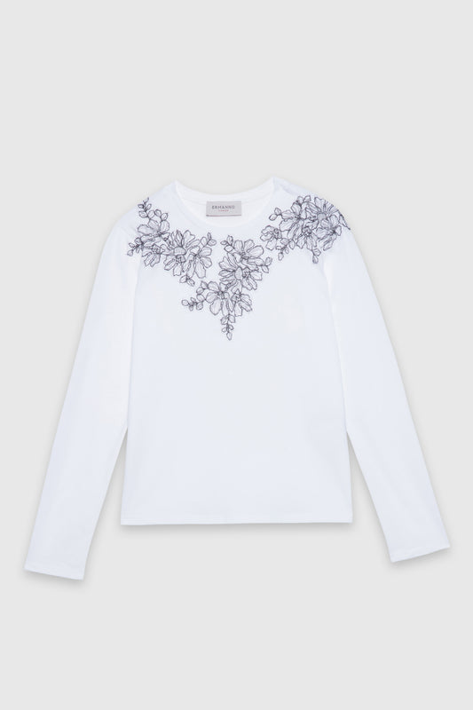 LONG SLEEVES JERSEY T-SHIRT WITH EMBROIDERY